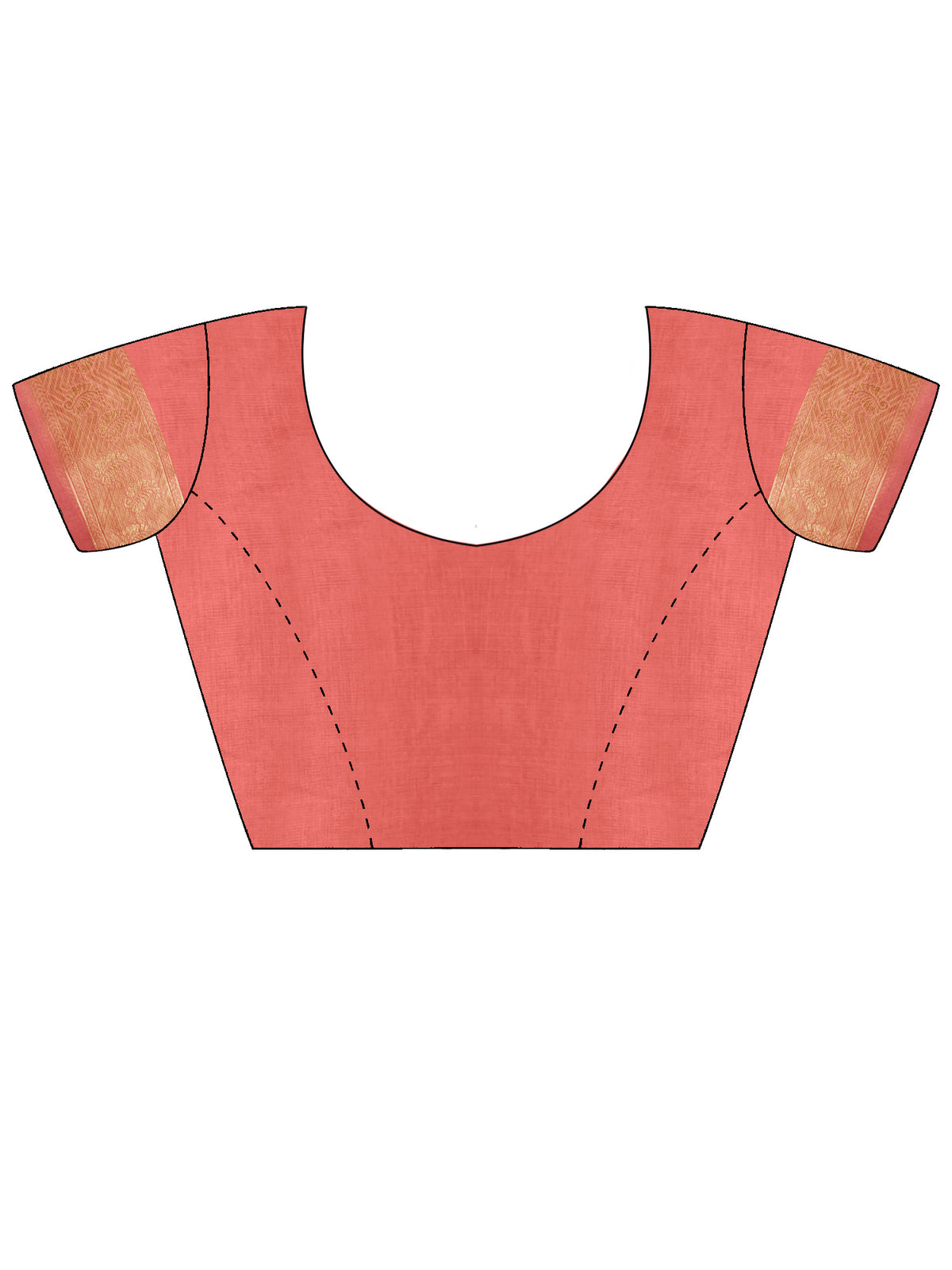 Unstitched peach silk blend blouse piece with woven design design