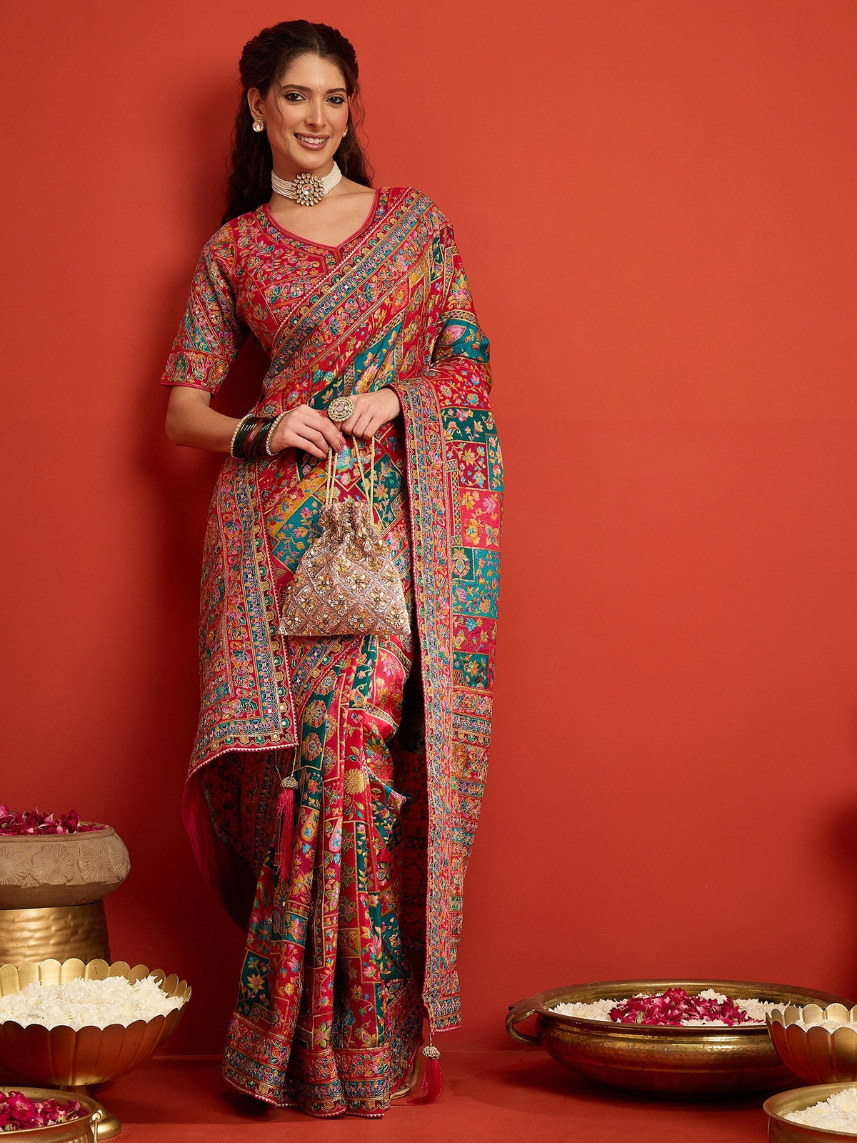 Pink Silk Blend saree – detail view 3