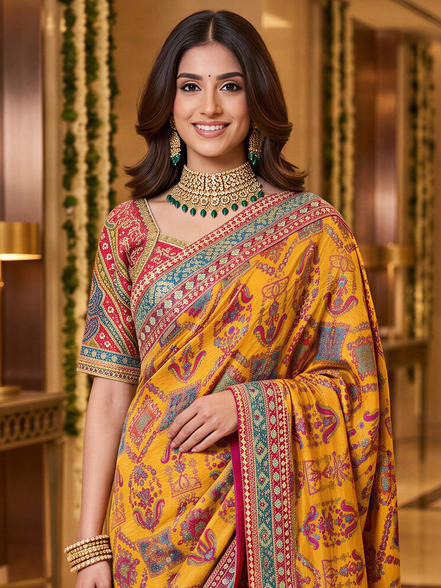 Mustard Silk Blend saree – detail view 4