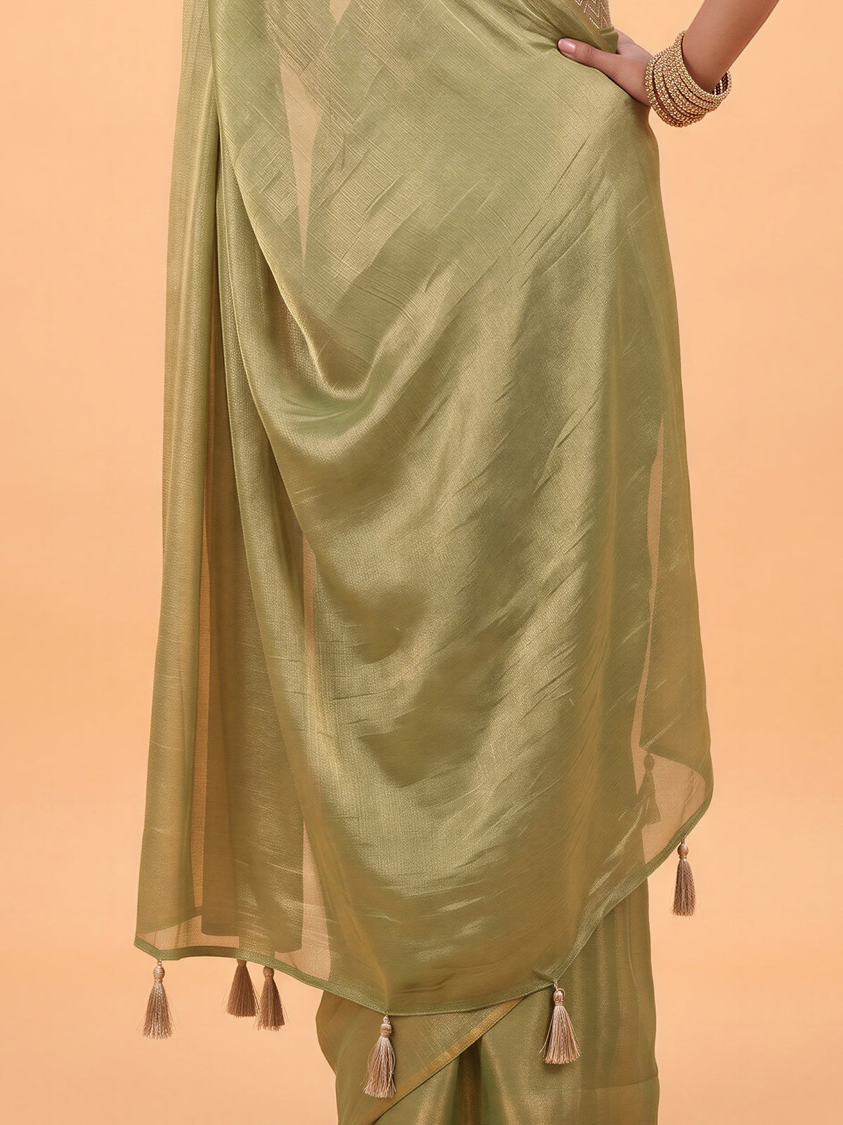 Olive Silk saree – detail view 5