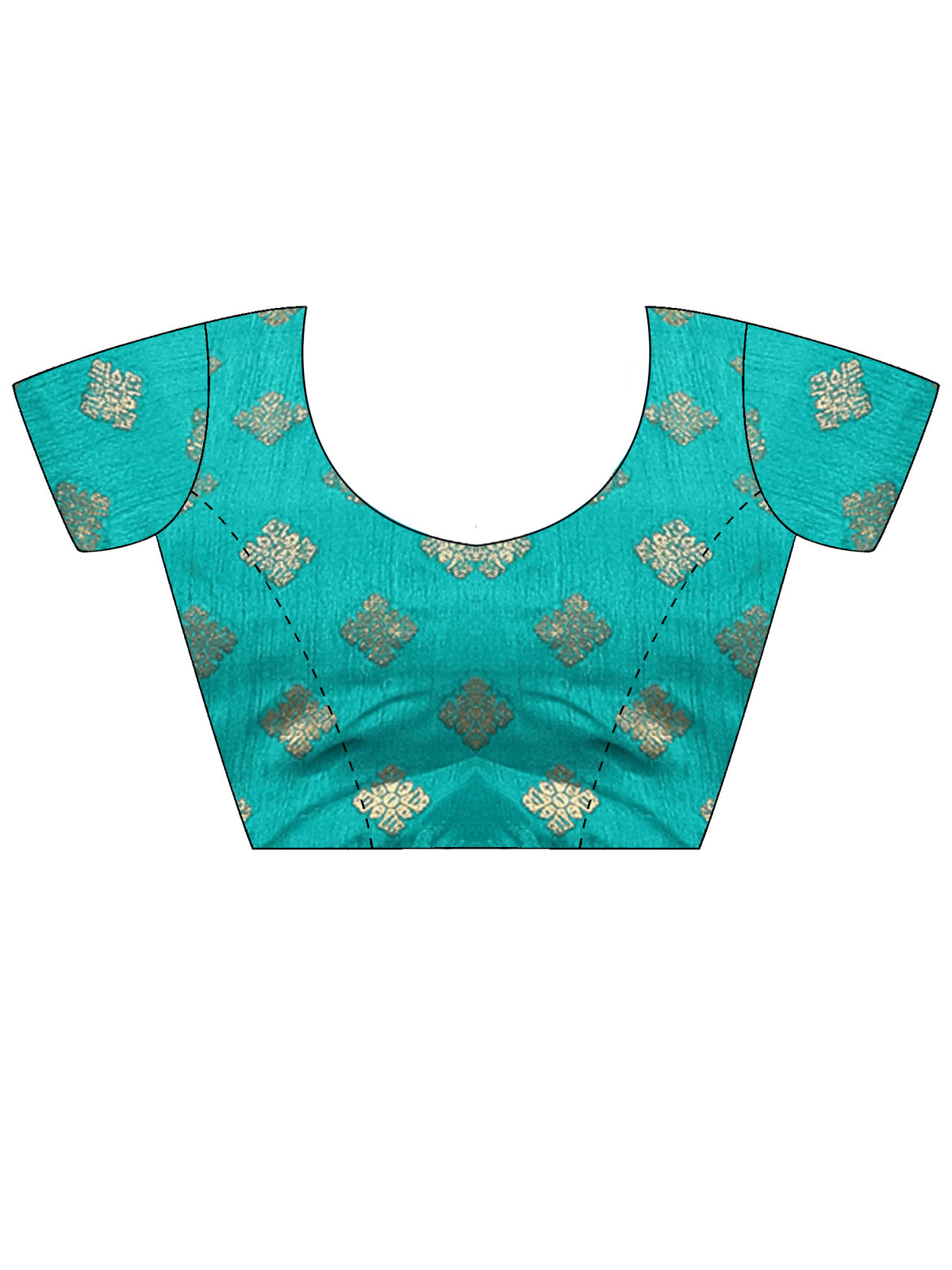 Unstitched red cotton blend blouse piece with ethnic motif design