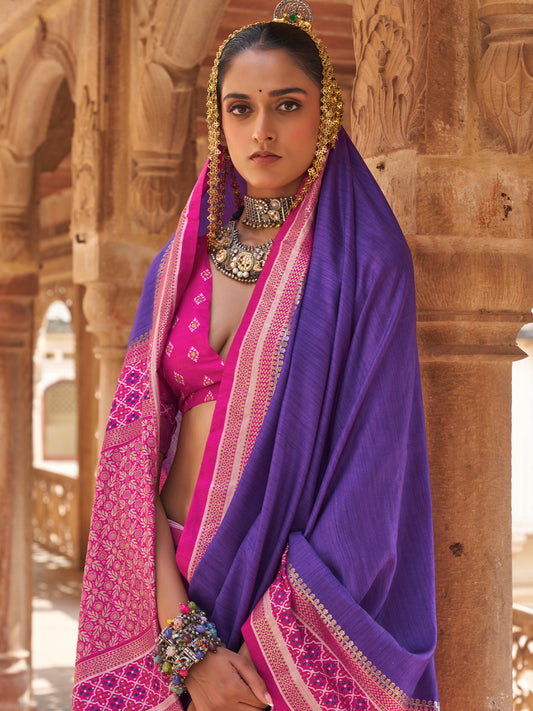 Violet Silk Blend saree – detail view 1