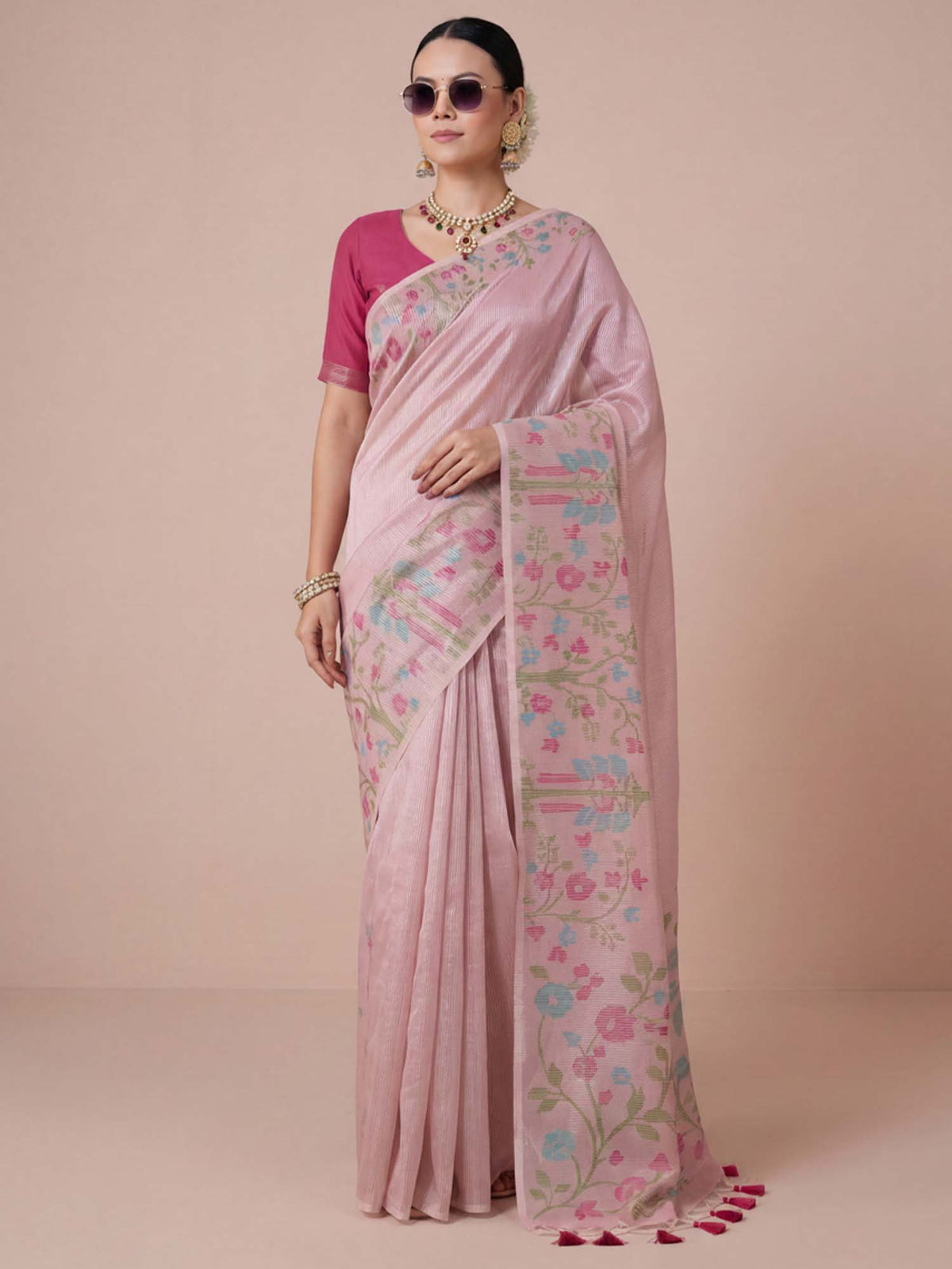 Pink Tissue saree – detail view 3