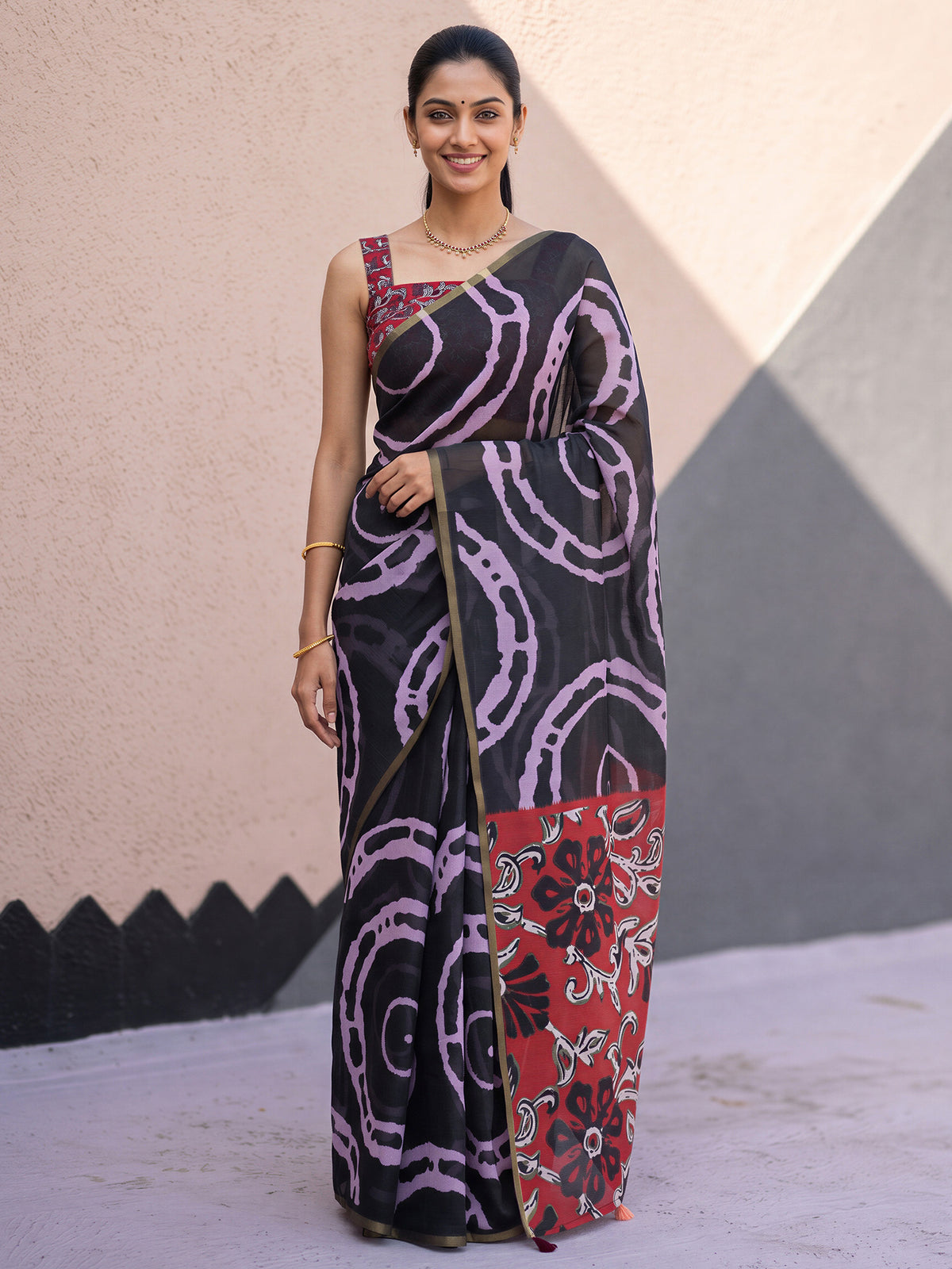 Black Cotton Blend saree – detail view 3