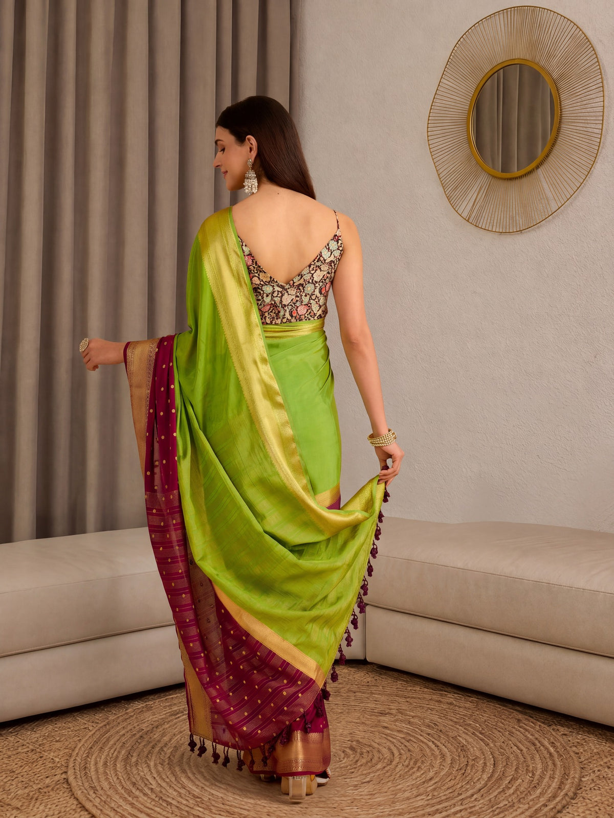 Light Green Mysore Silk saree – detail view 2