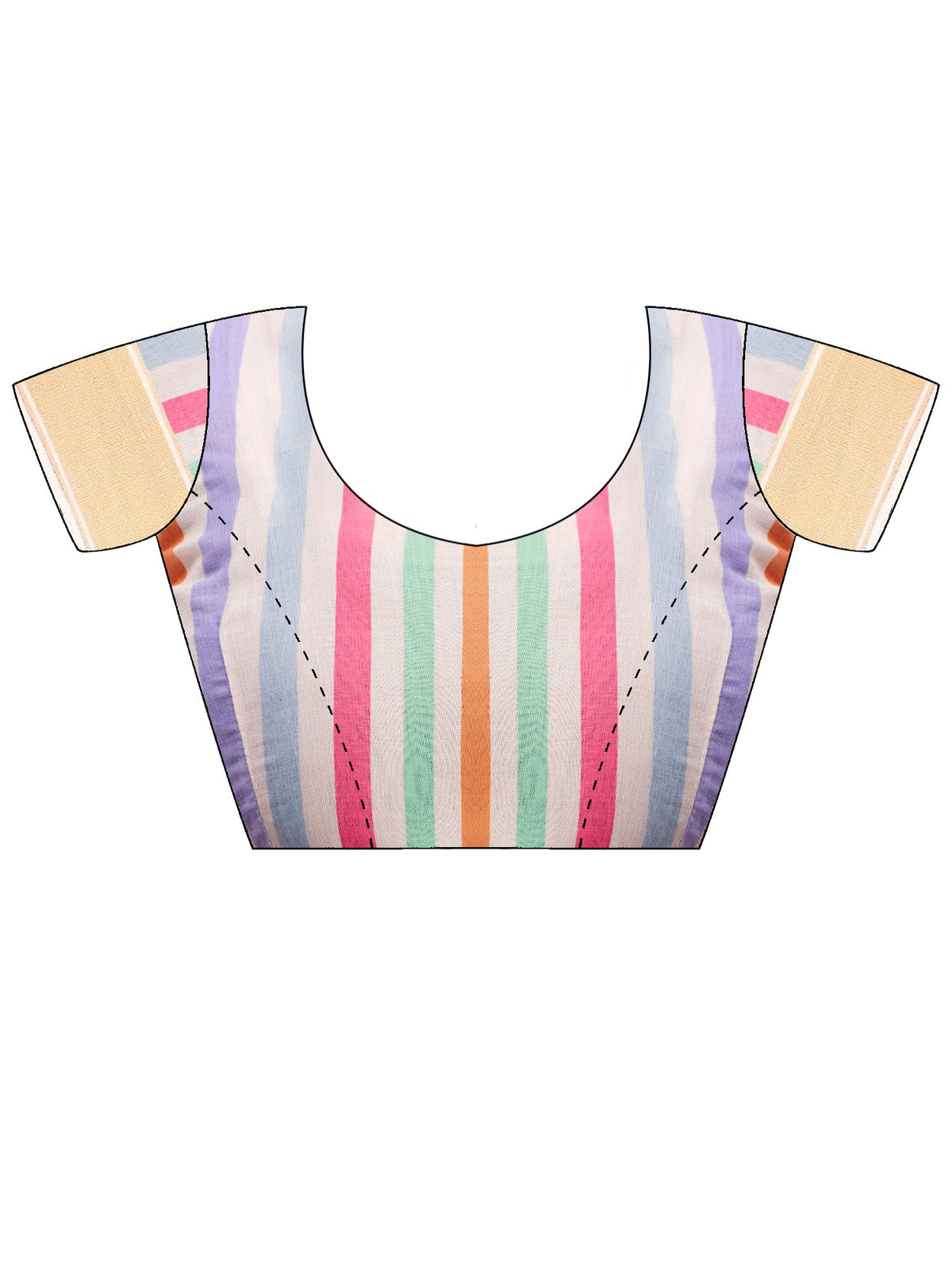 Unstitched multicolored linen blouse piece with striped design