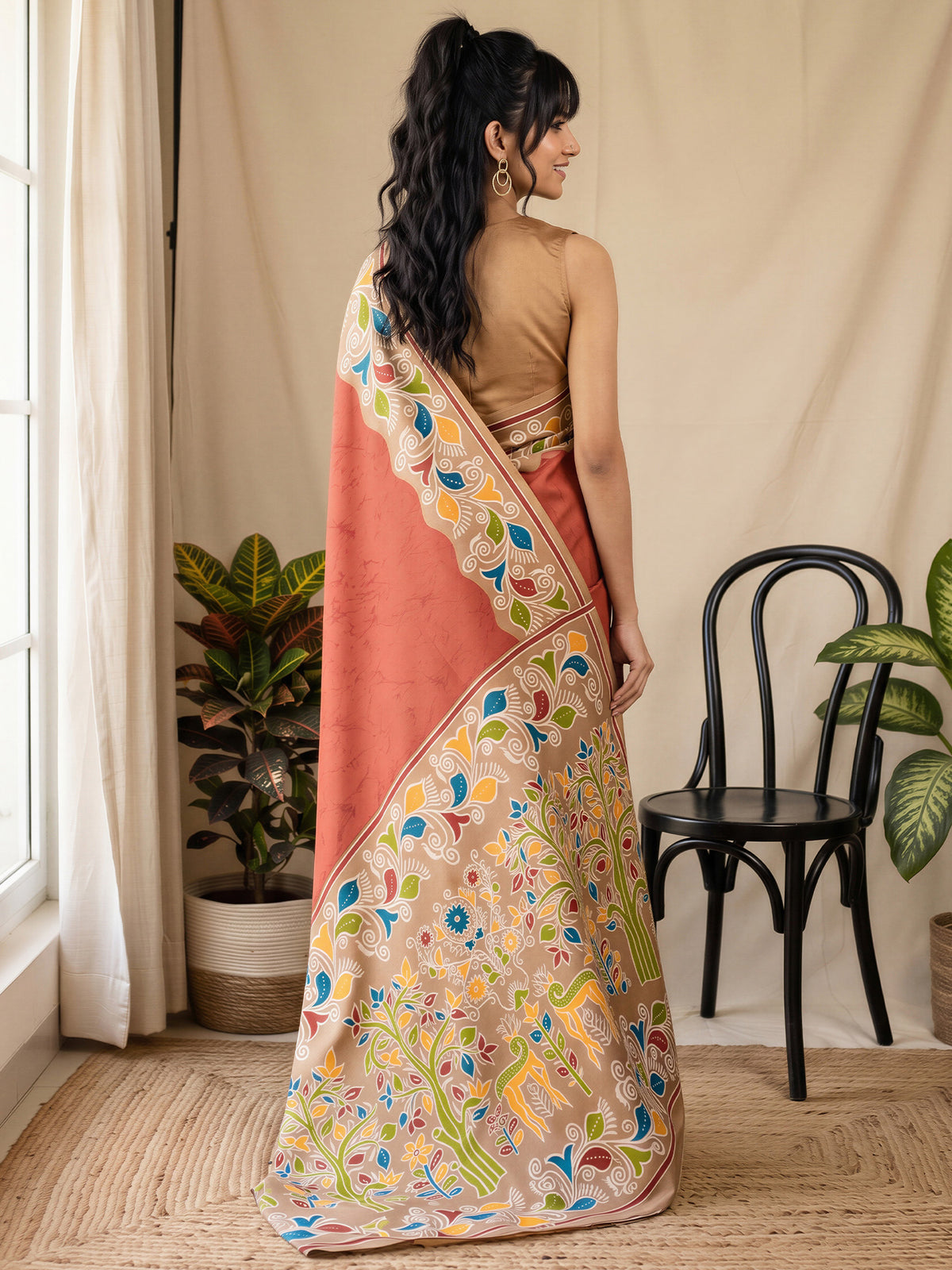 Rust Cotton Blend saree – detail view 1