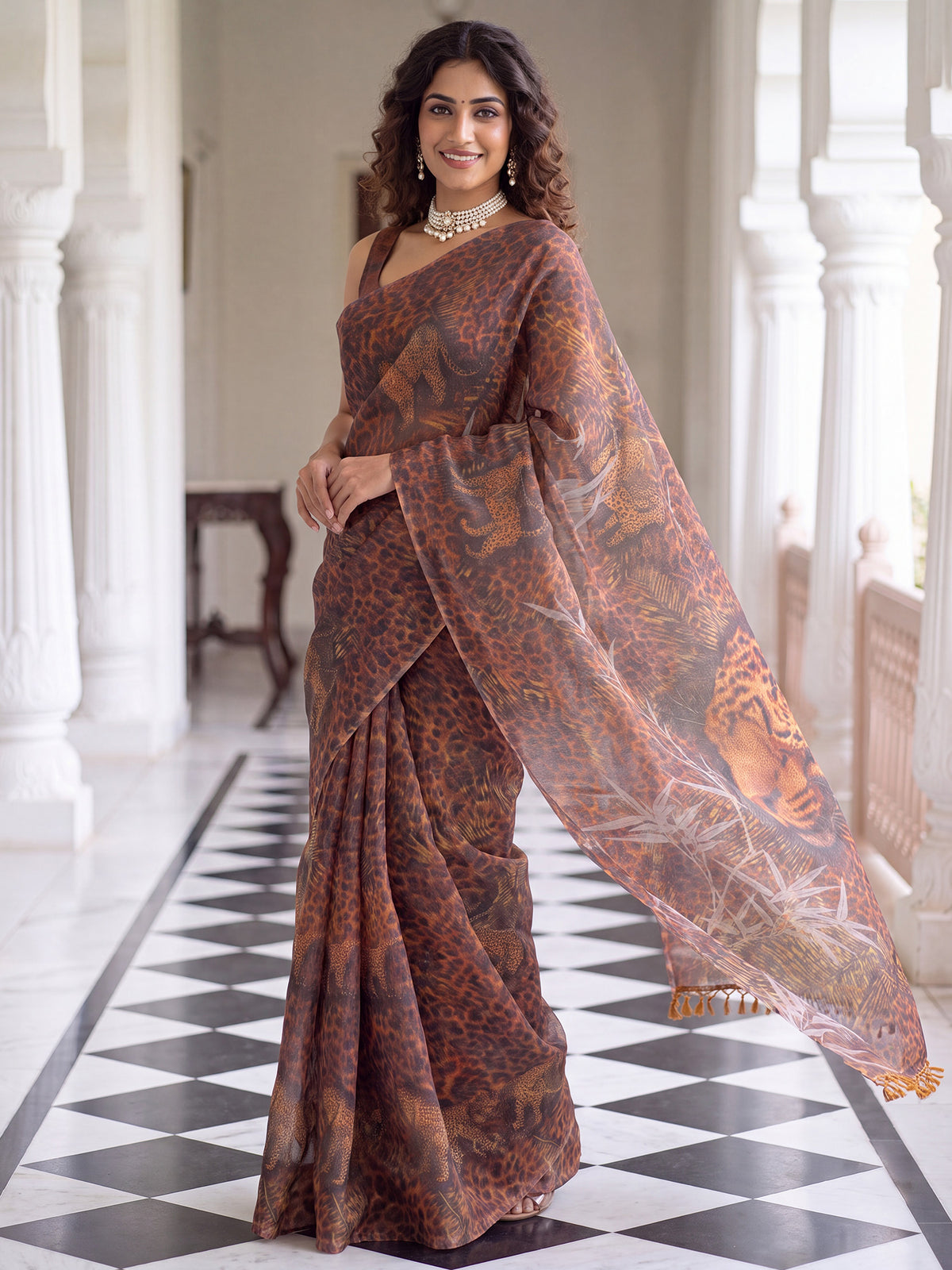 Brown Cotton Silk saree – detail view 3