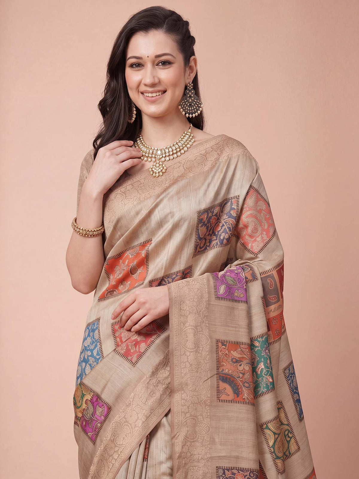 Beige Cotton Silk saree – detail view 4