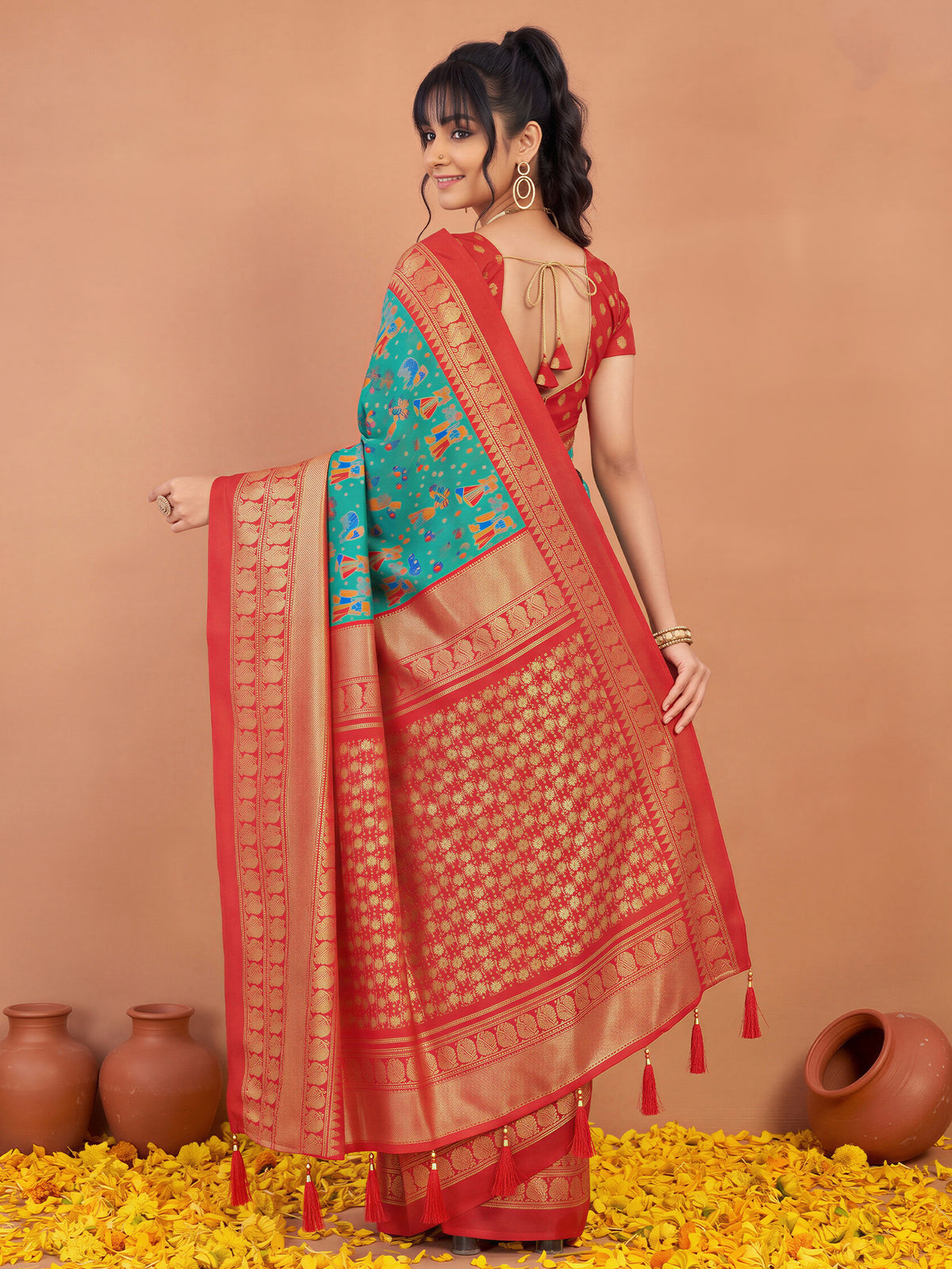 Light Blue Cotton Blend saree – detail view 1