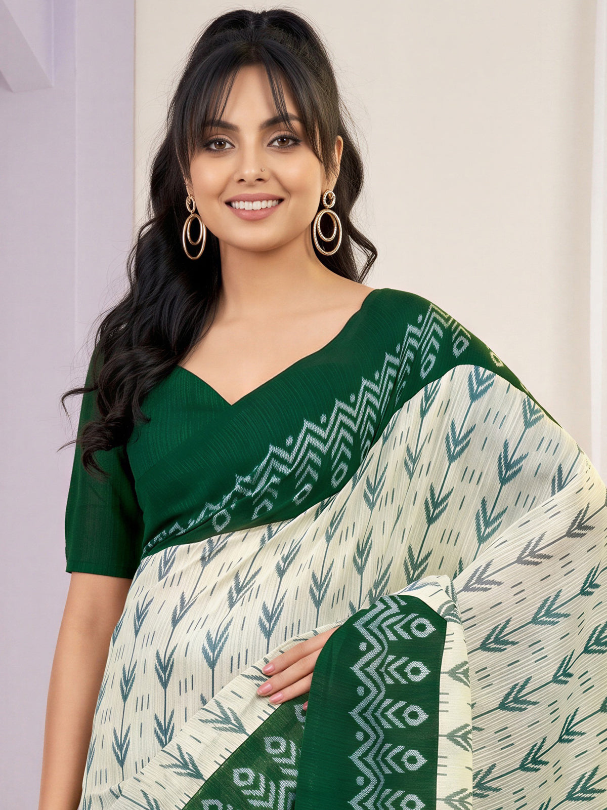Off White Cotton Blend saree – detail view 4