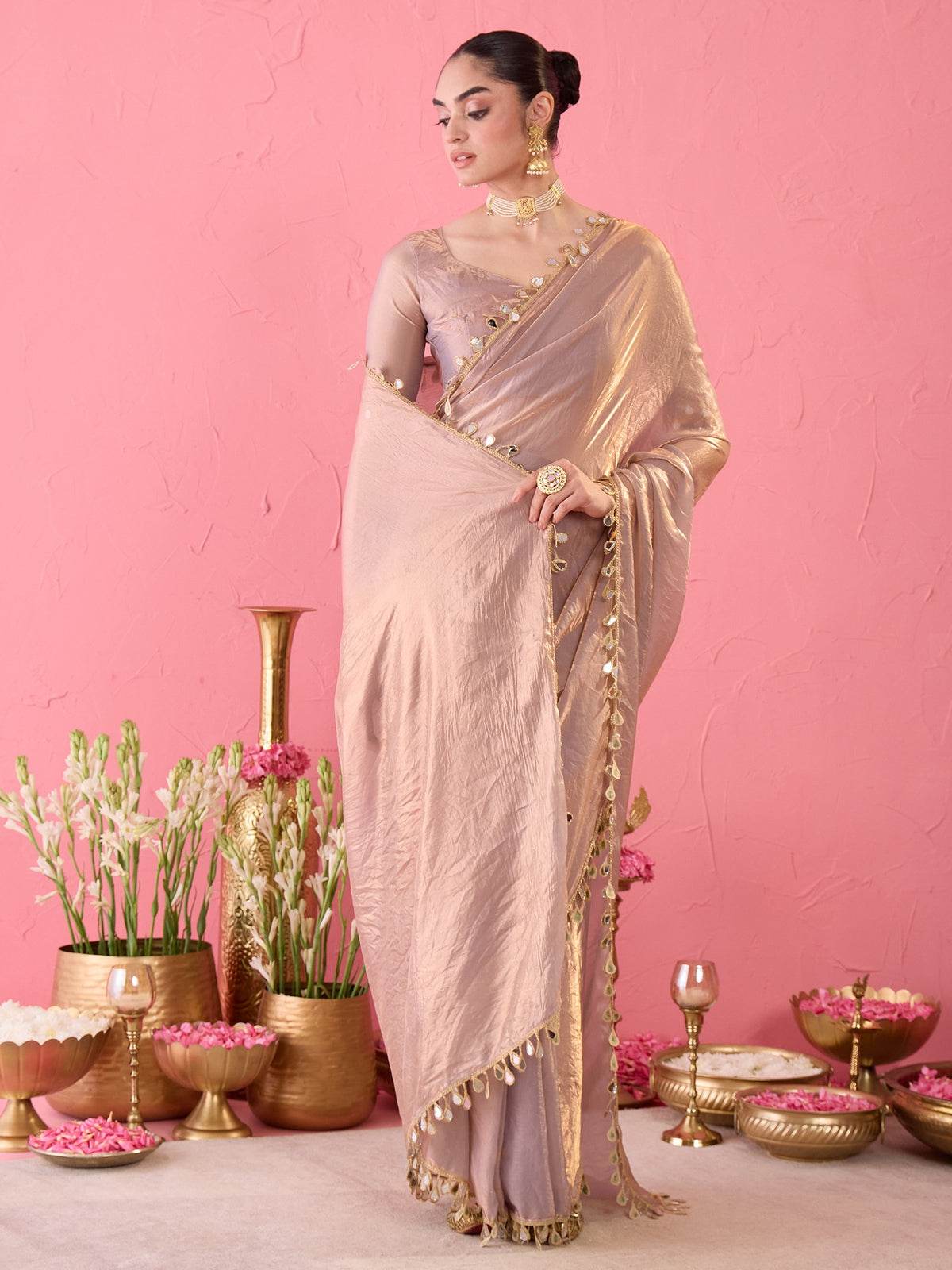 Metallic Satin saree – detail view 2