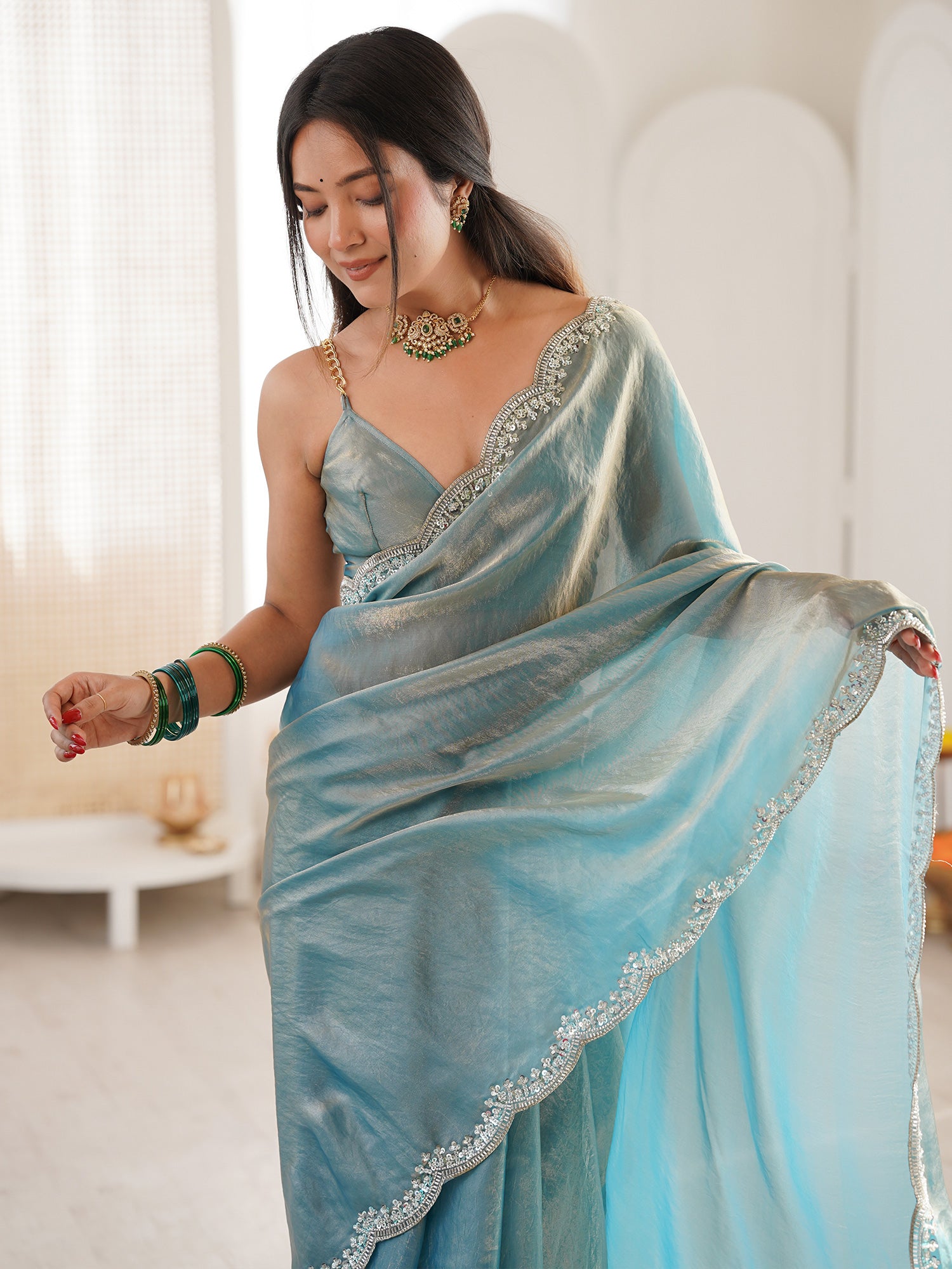 Light Blue Silk Blend saree – detail view 4