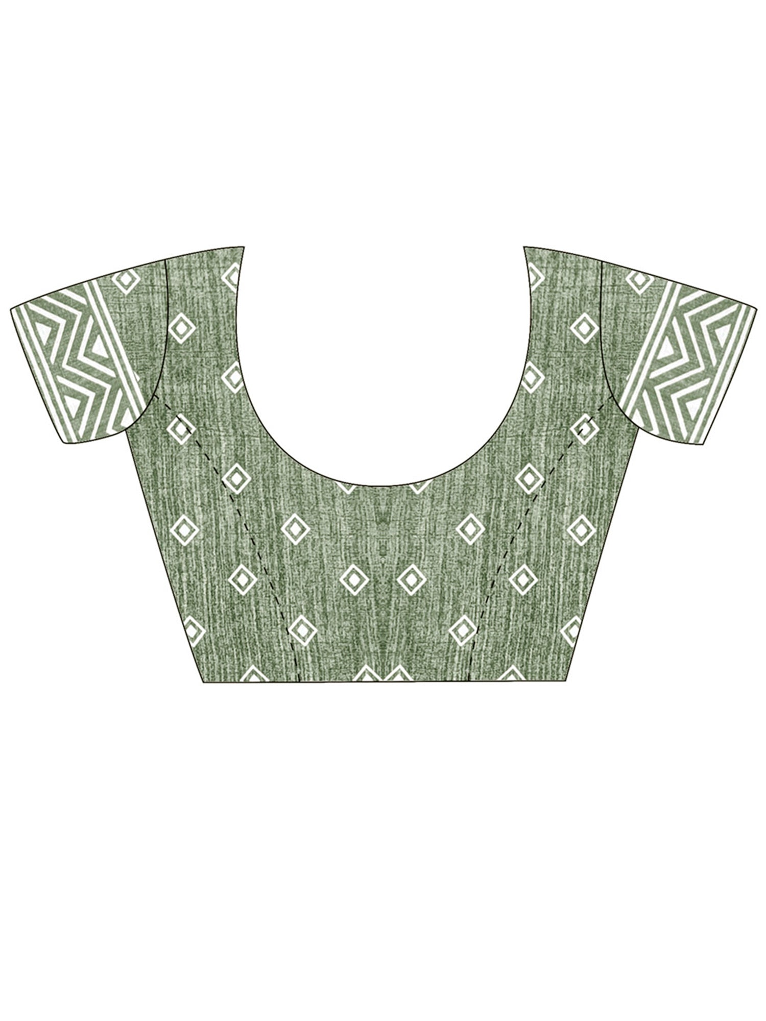 Unstitched sea green dola silk blouse piece with geometric design
