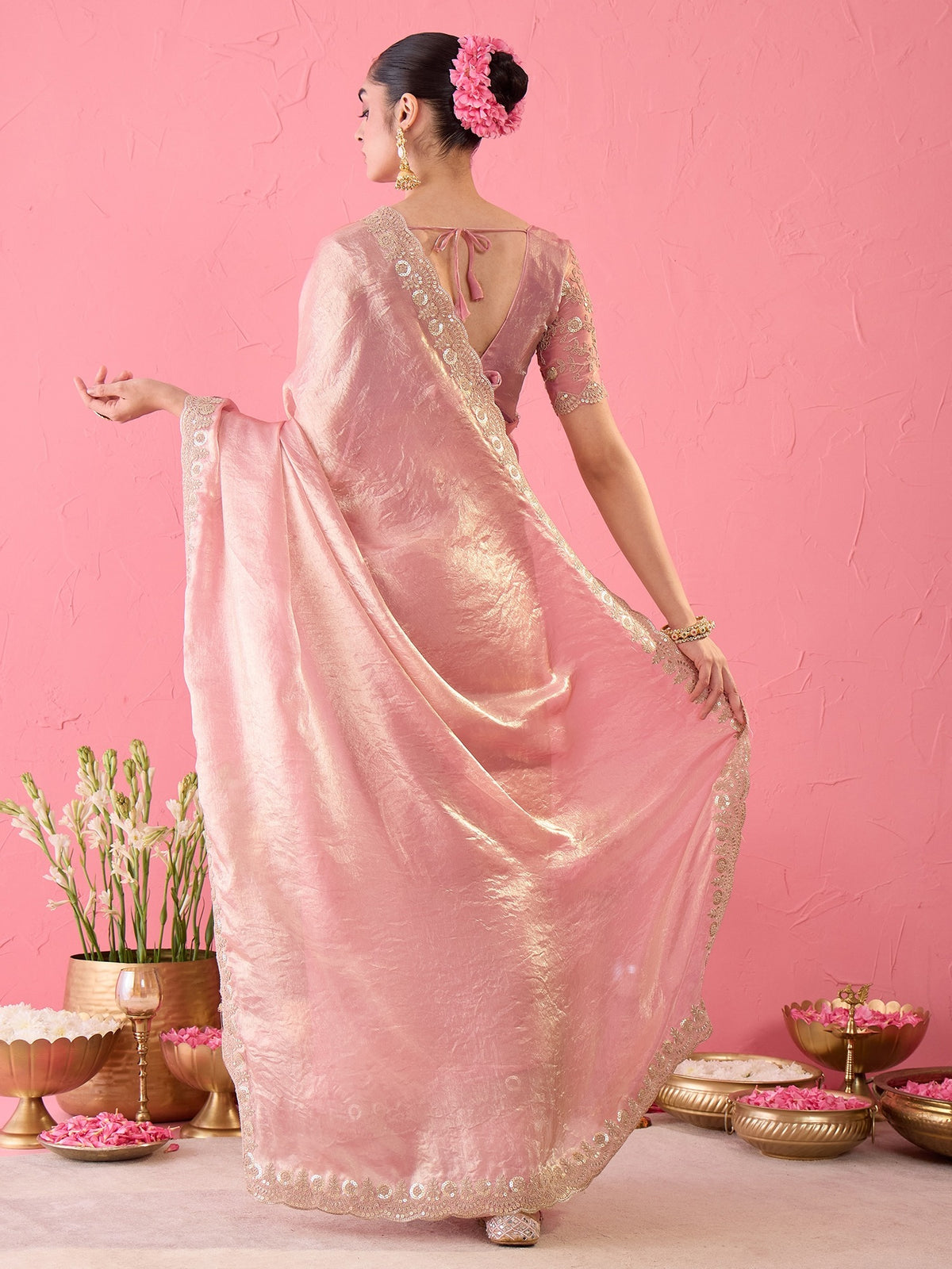 Purple Tissue saree – detail view 6