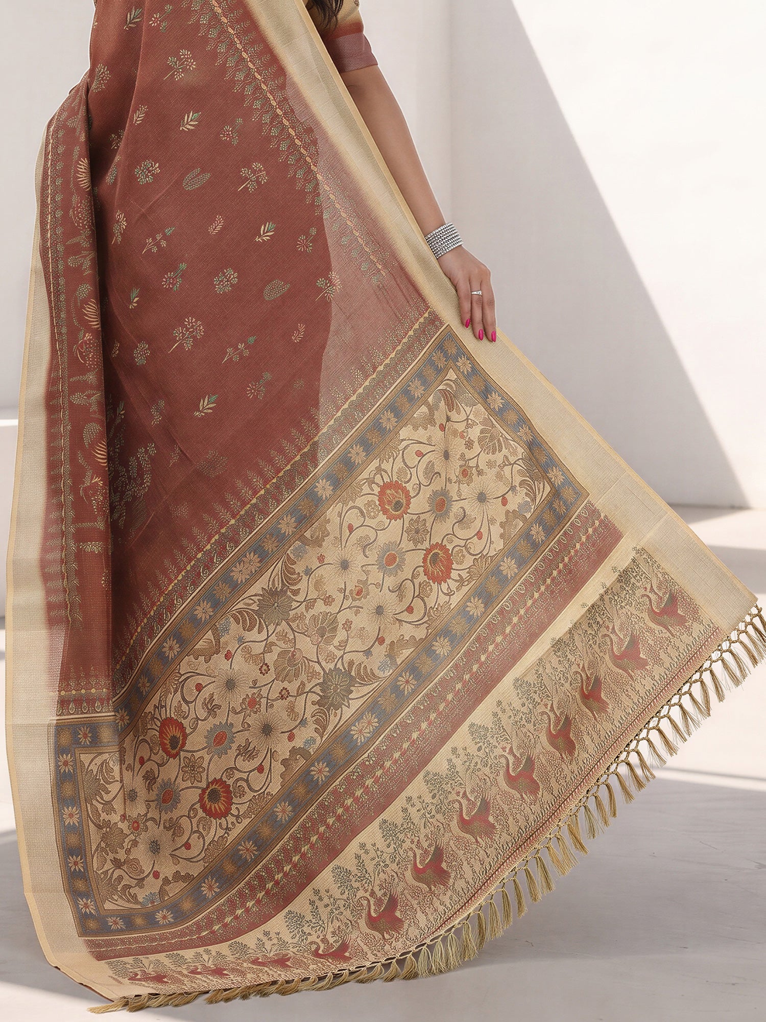 Light Brown Cotton Silk saree – detail view 5