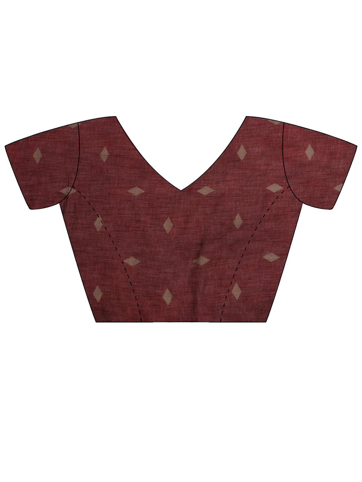 Unstitched coffee brown linen blend blouse piece with geometric design