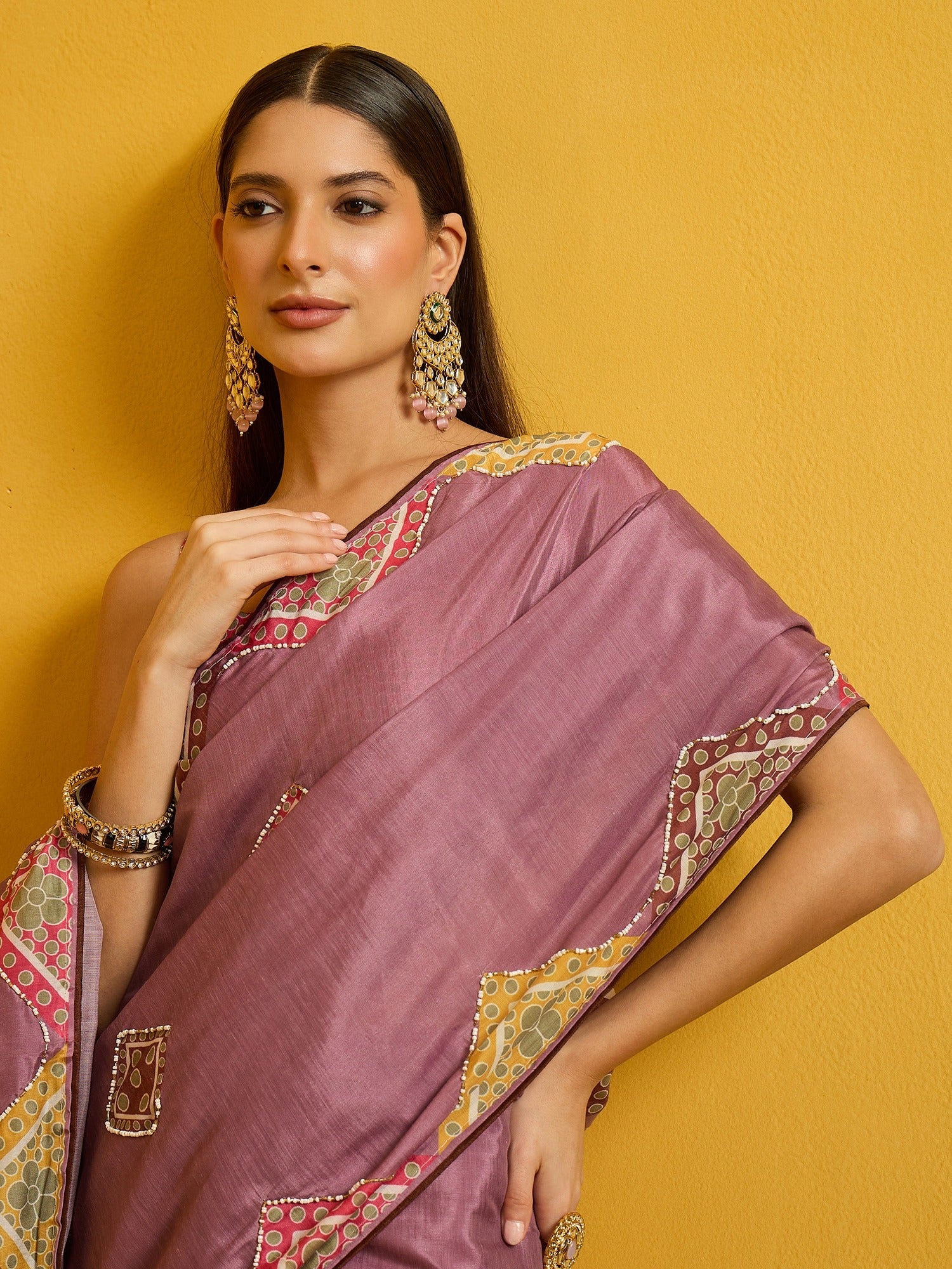 Lavender Silk Cotton saree – detail view 3