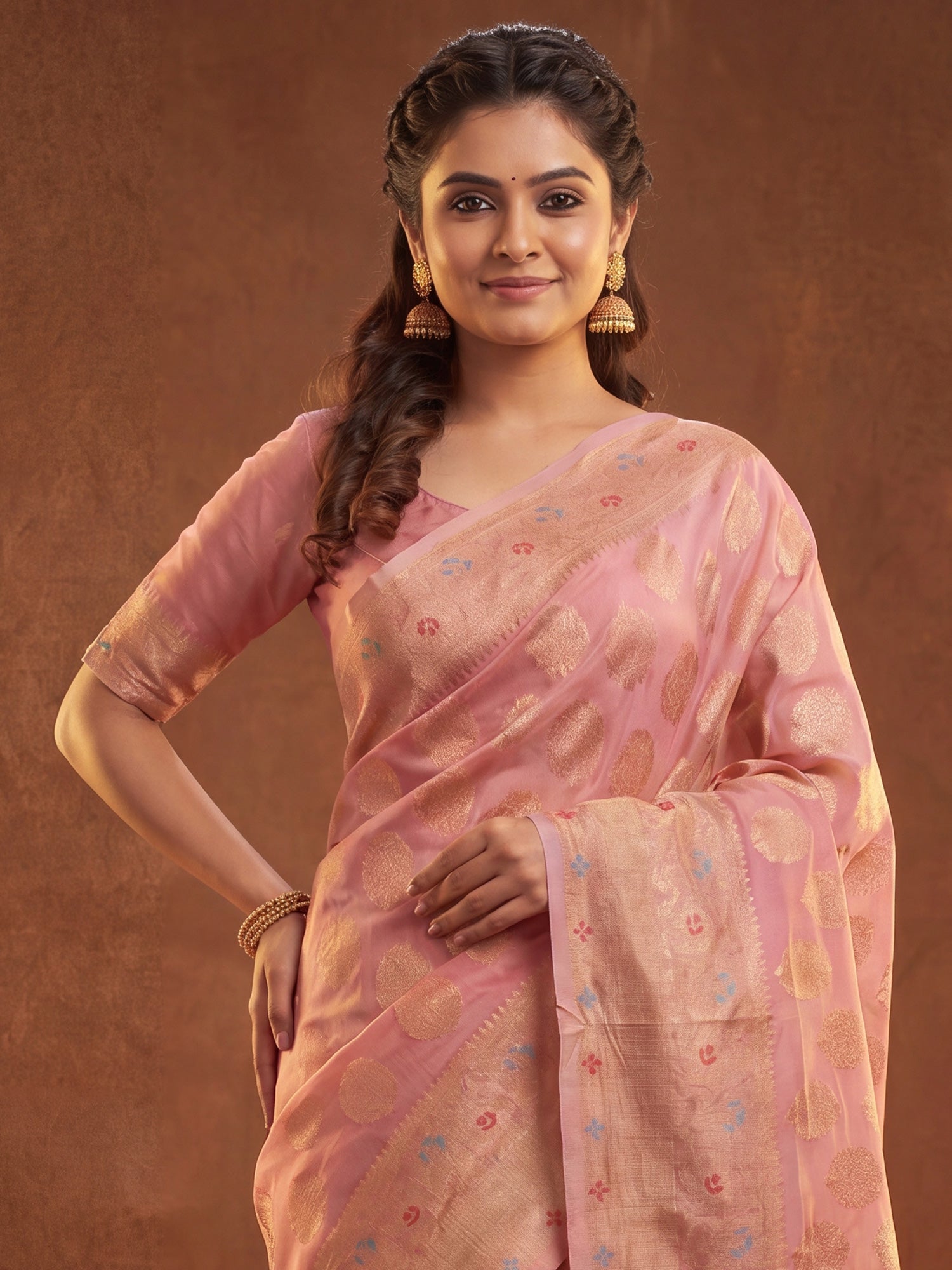 Pink Silk Blend saree – detail view 4