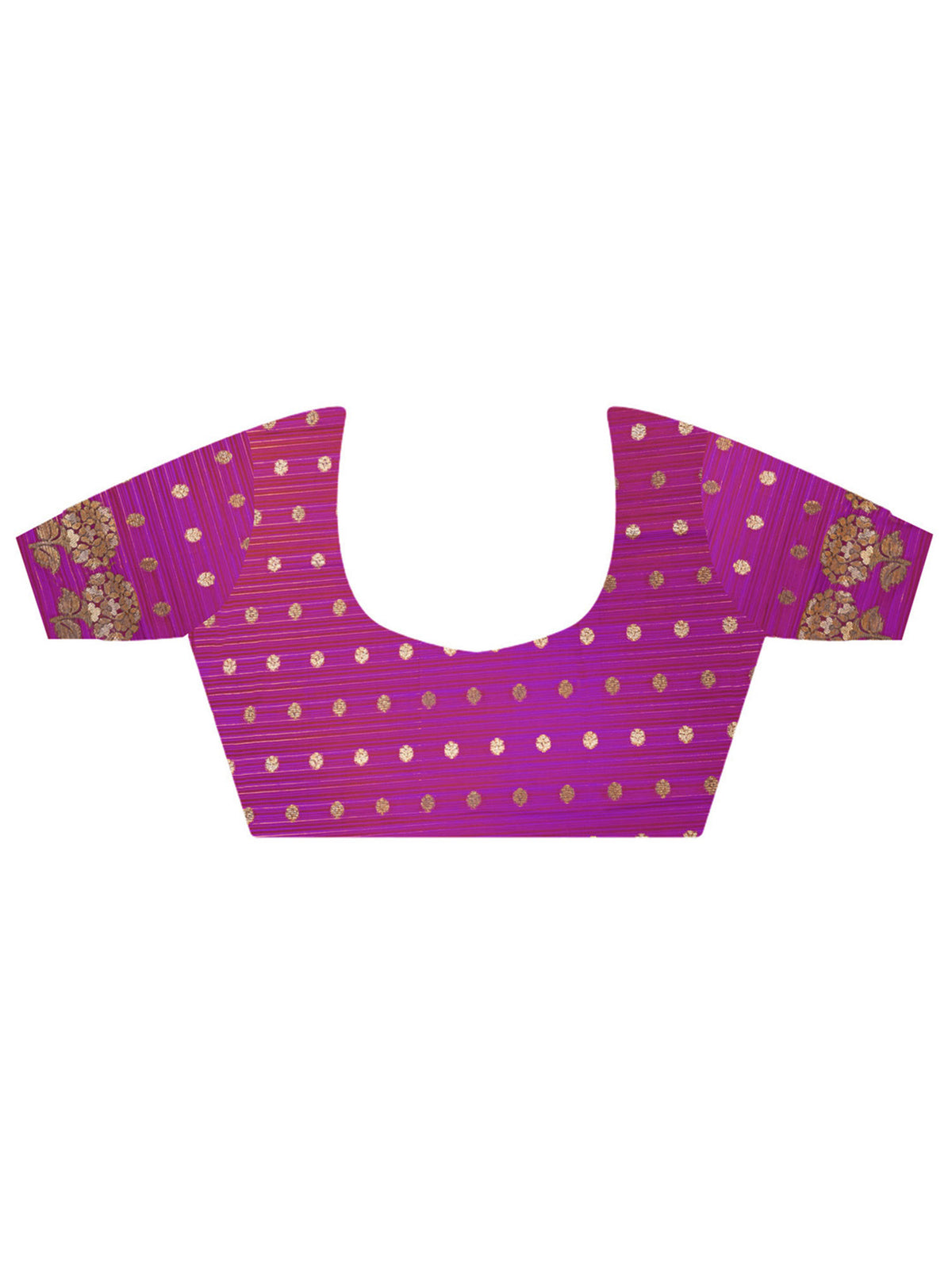 Unstitched violet satin silk blouse piece with zari butta design