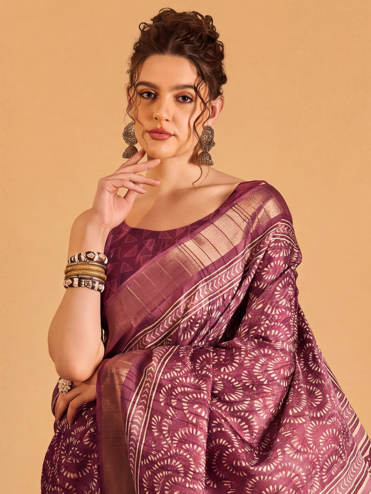 Mauve Silk Blend saree – detail view 4