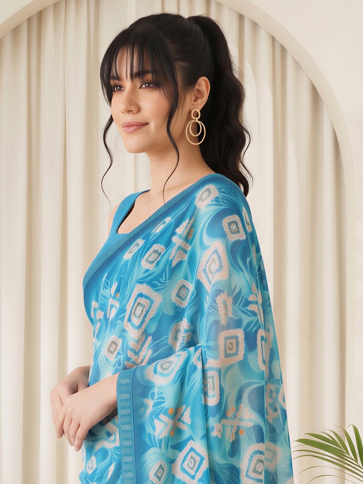 Light Blue Georgette saree – detail view 4