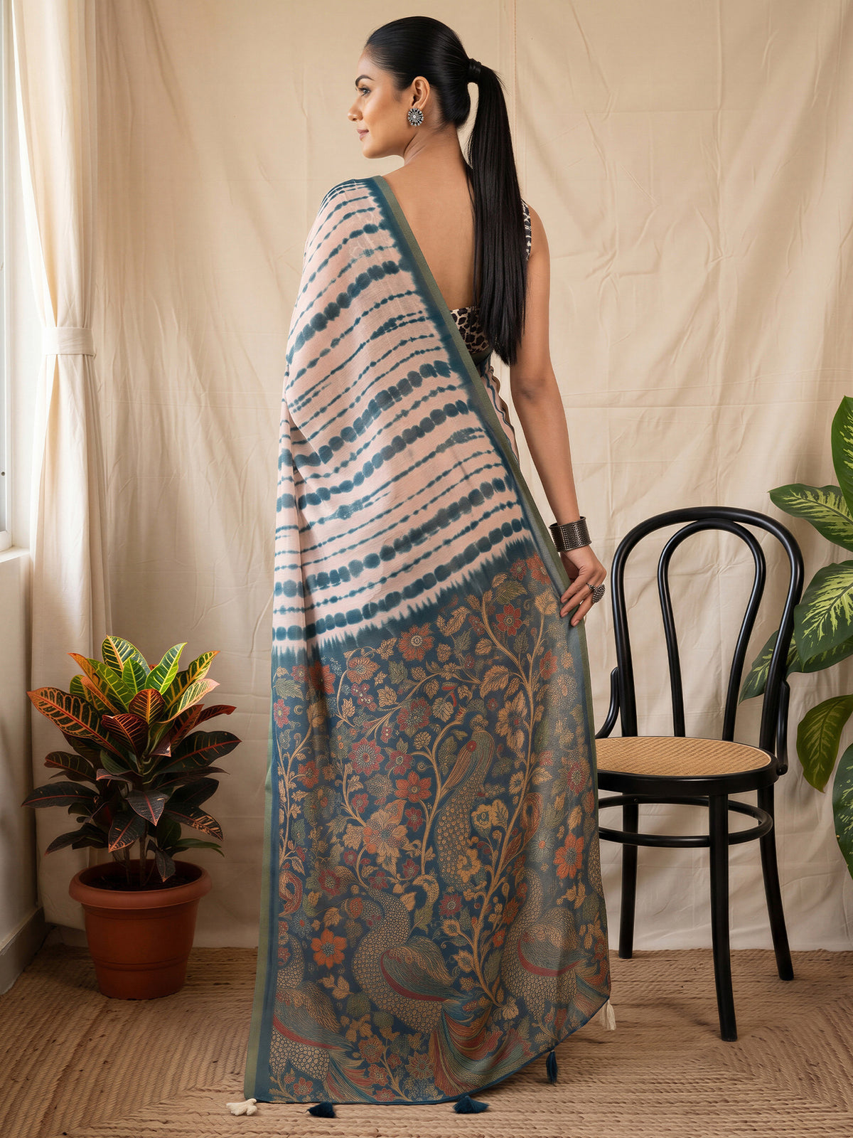 Peach Cotton Blend saree – detail view 1