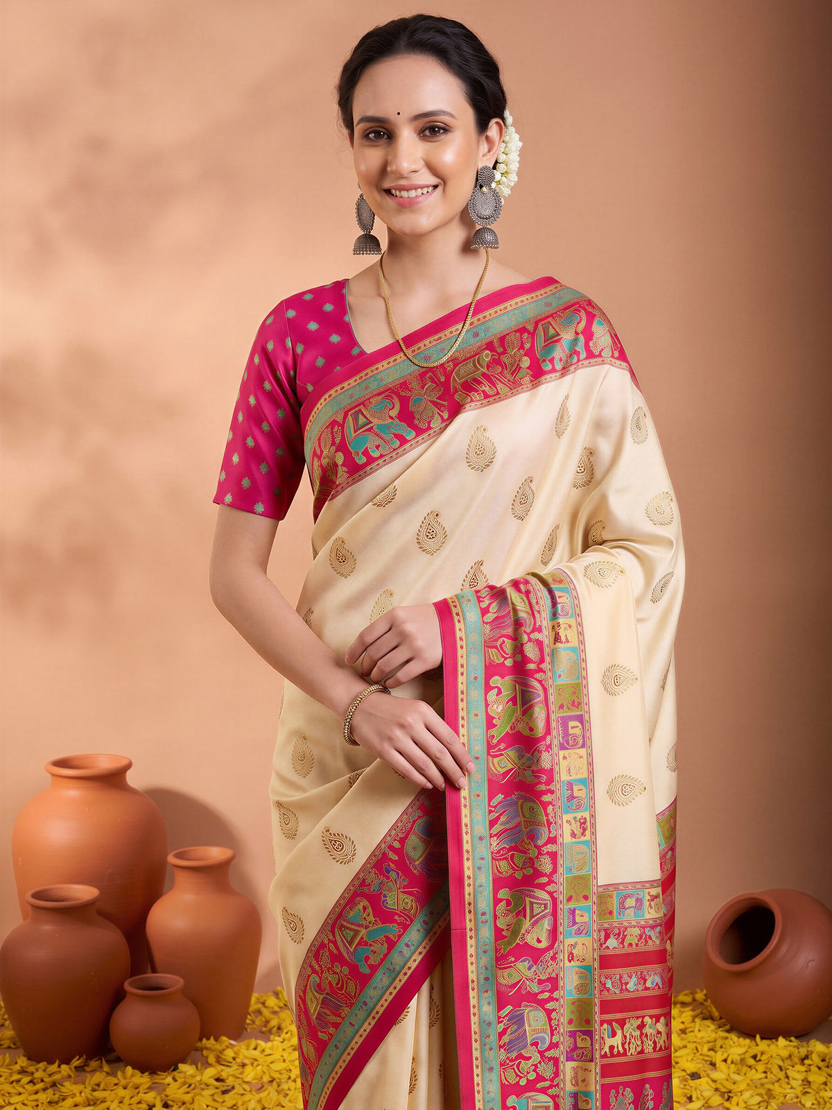 Pink Silk Blend saree – detail view 4