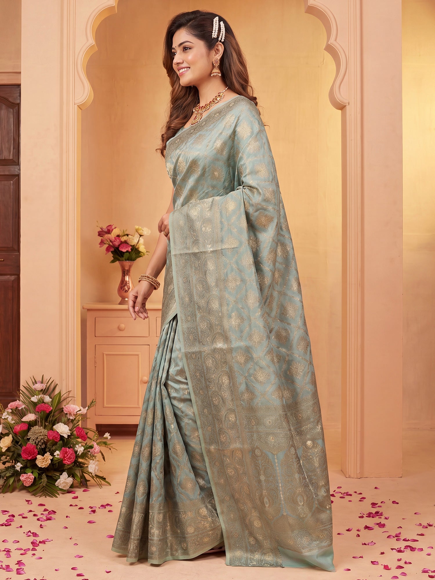 Light Blue Silk Blend saree – detail view 2