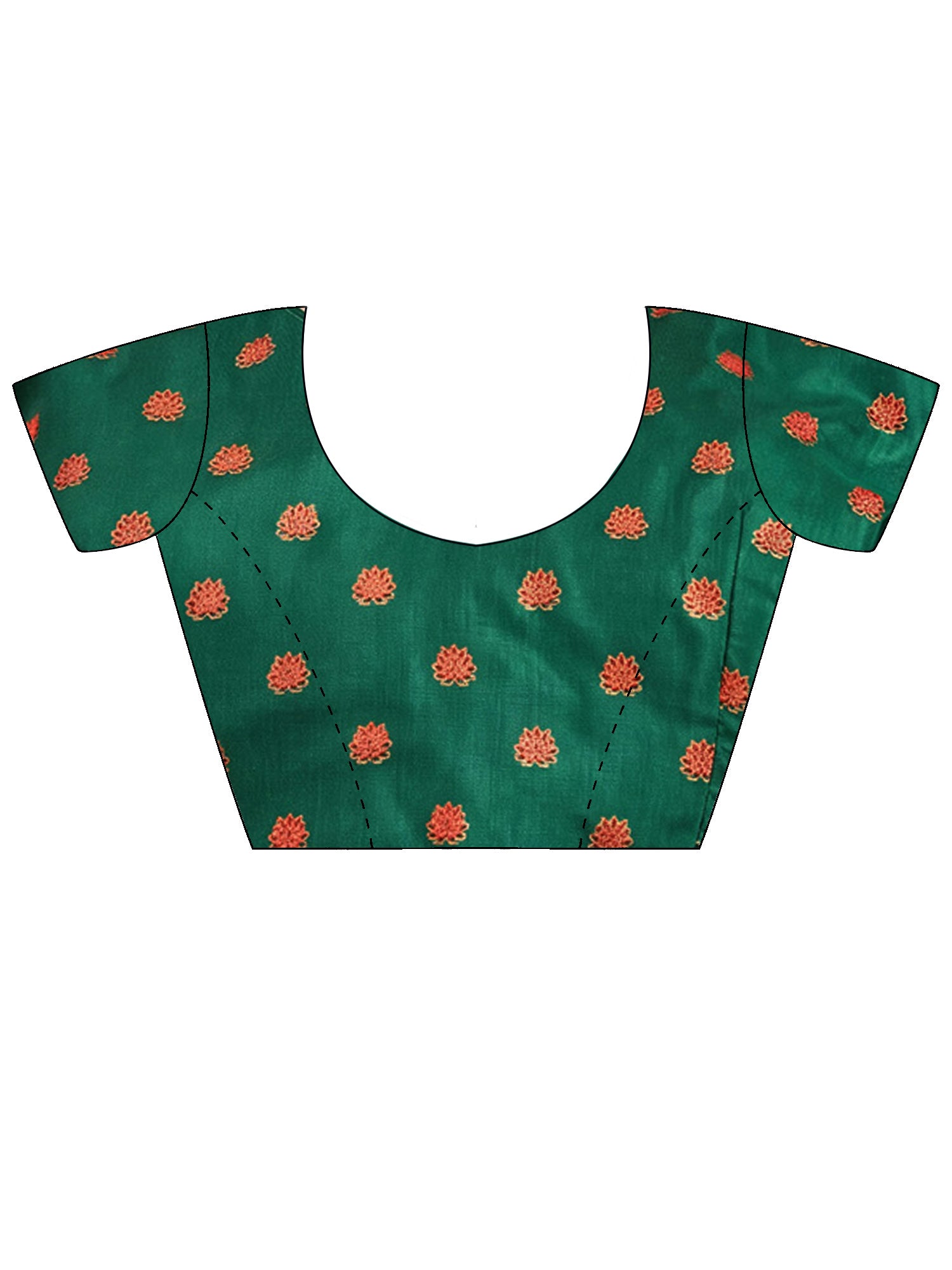 Unstitched green silk blend blouse piece with ethnic motif design