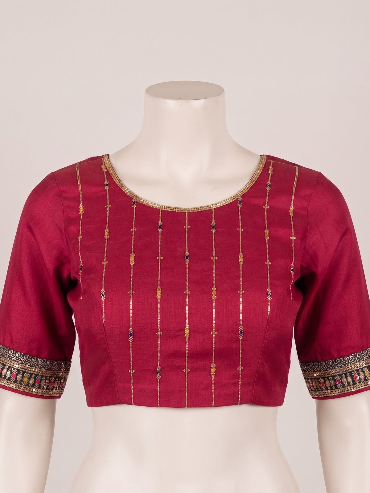 Black Vichitra Silk saree – detail view 1