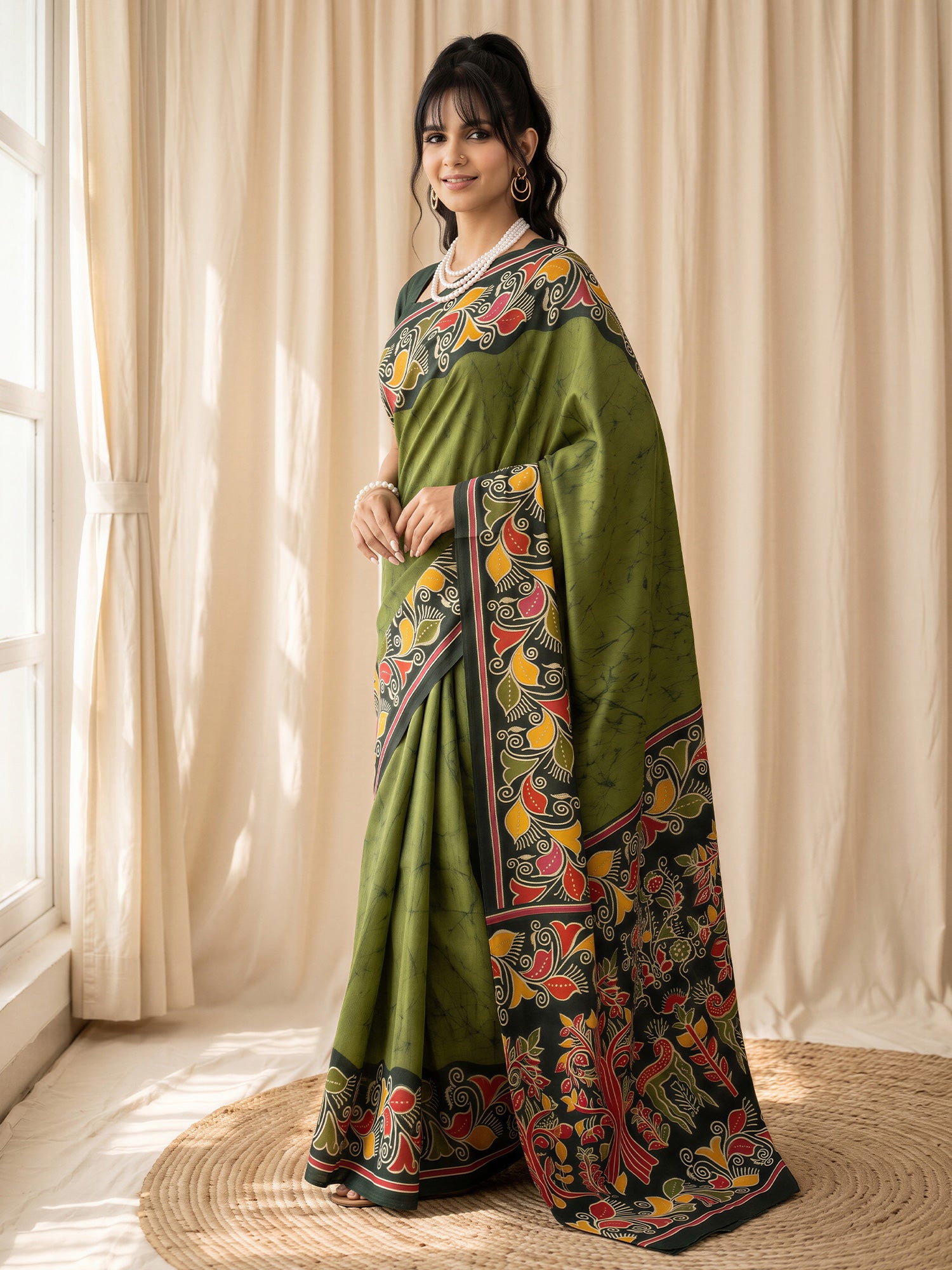 Green Cotton Blend saree – detail view 2