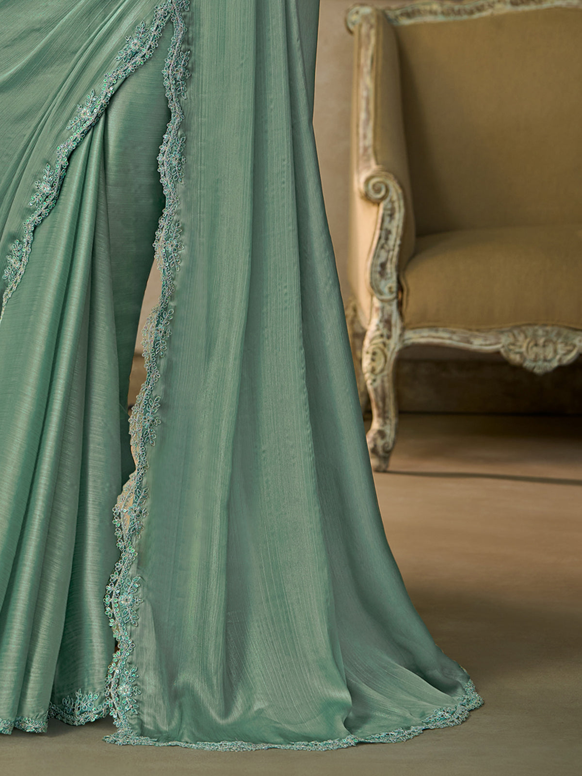 Light Blue Chiffon saree – detail view 4