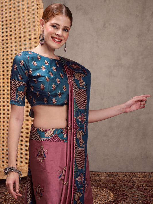 Mauve Silk Blend saree – detail view 1