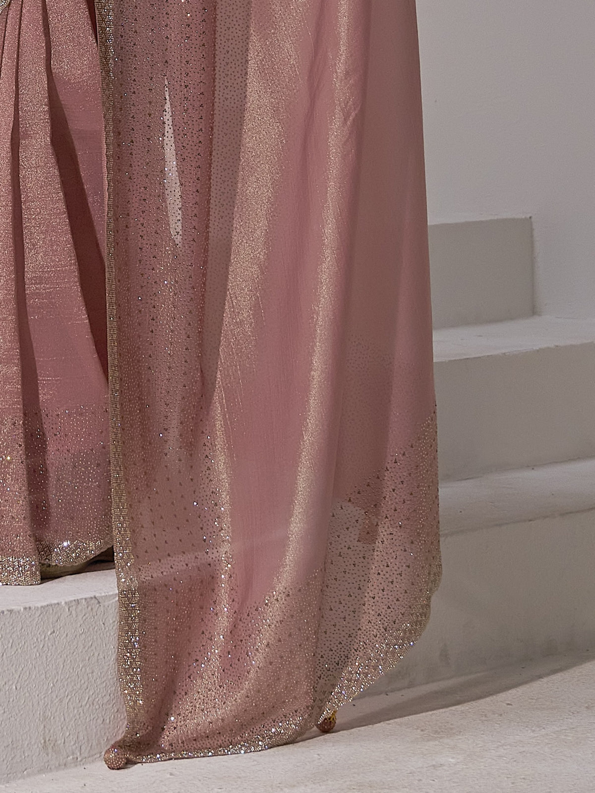Pink pure silk saree view 5