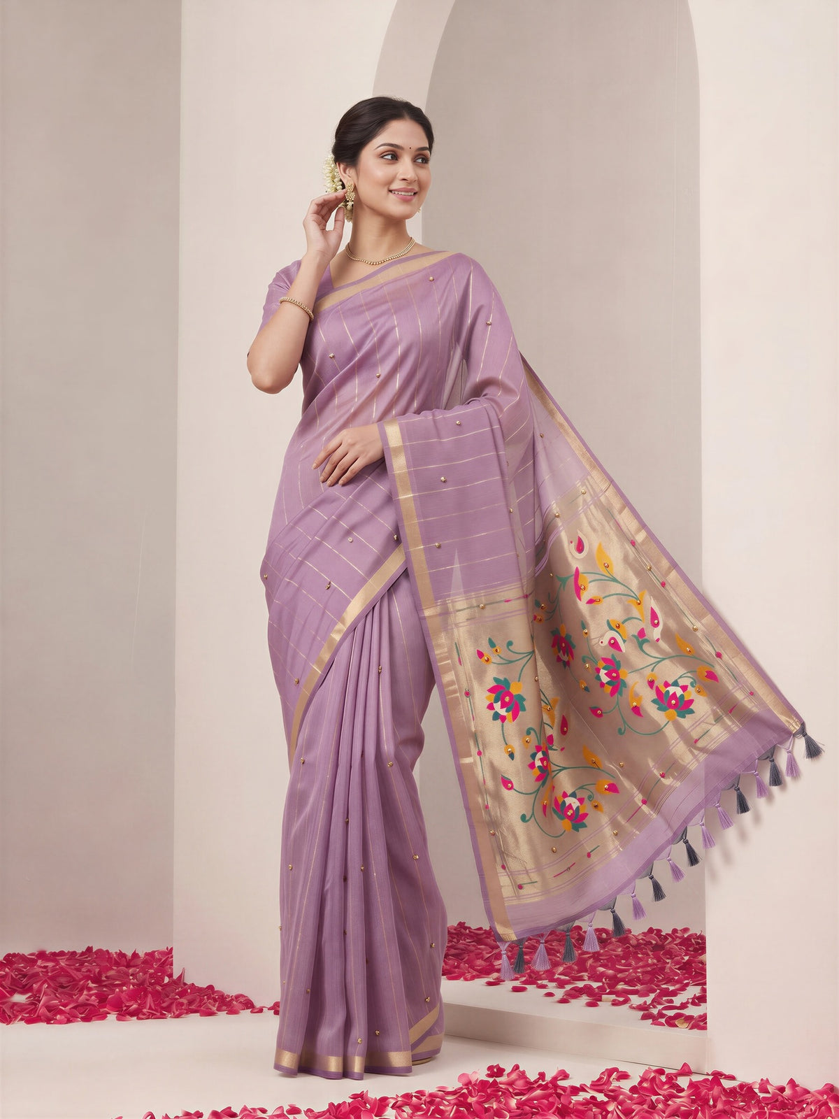 Lavender Silk Blend saree – detail view 3