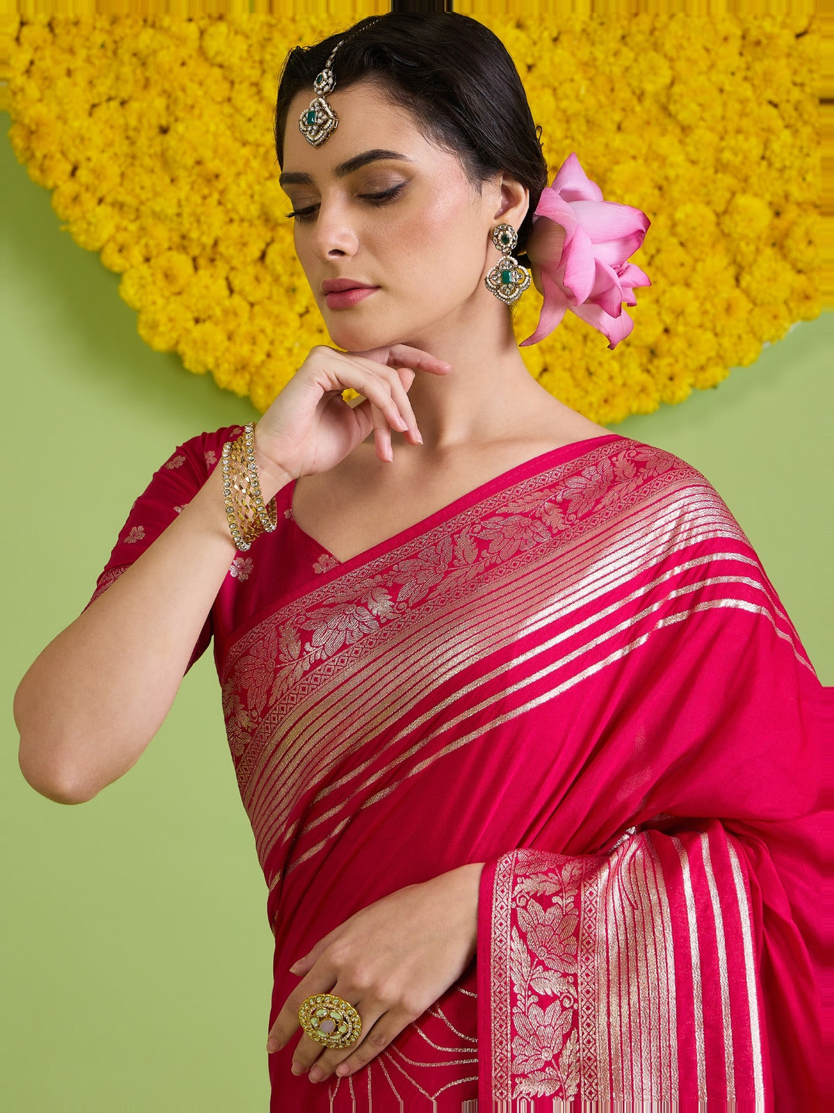 Pink Silk Blend saree – detail view 2