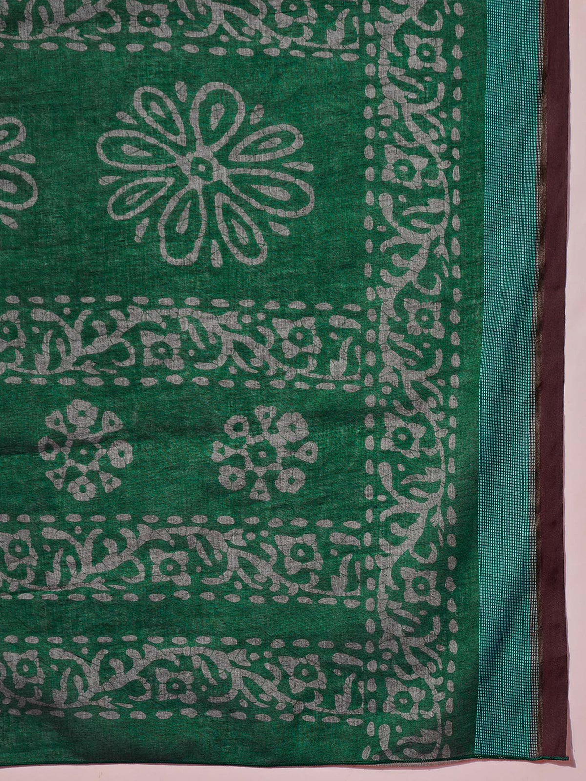 Green Cotton saree – detail view 5