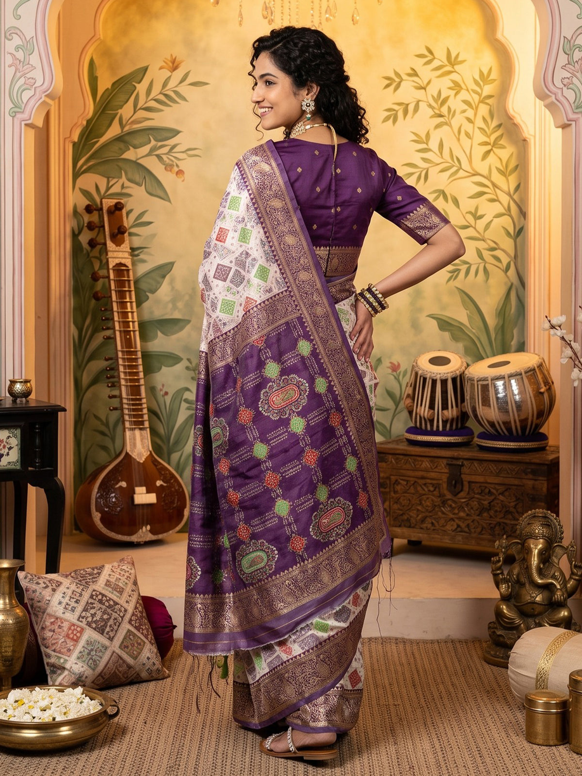 Purple Silk Blend saree – detail view 4