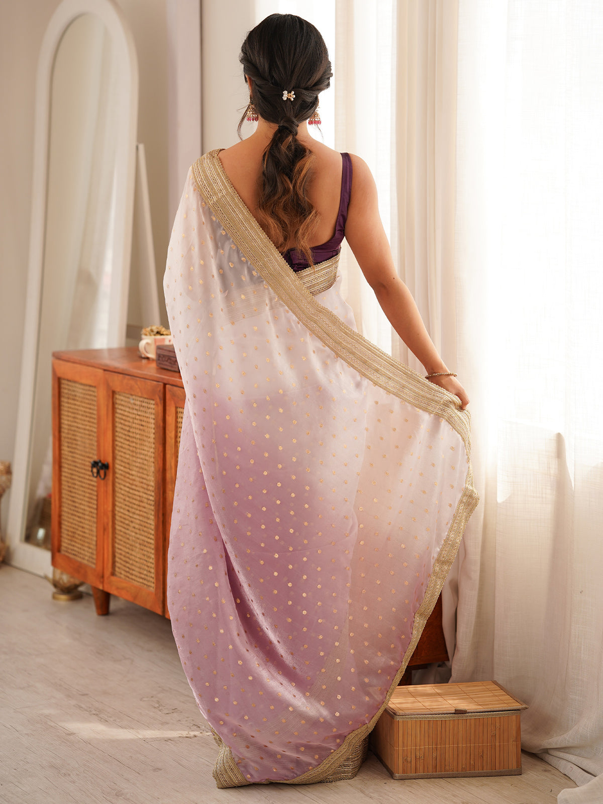 Lavender Silk Blend saree – detail view 1