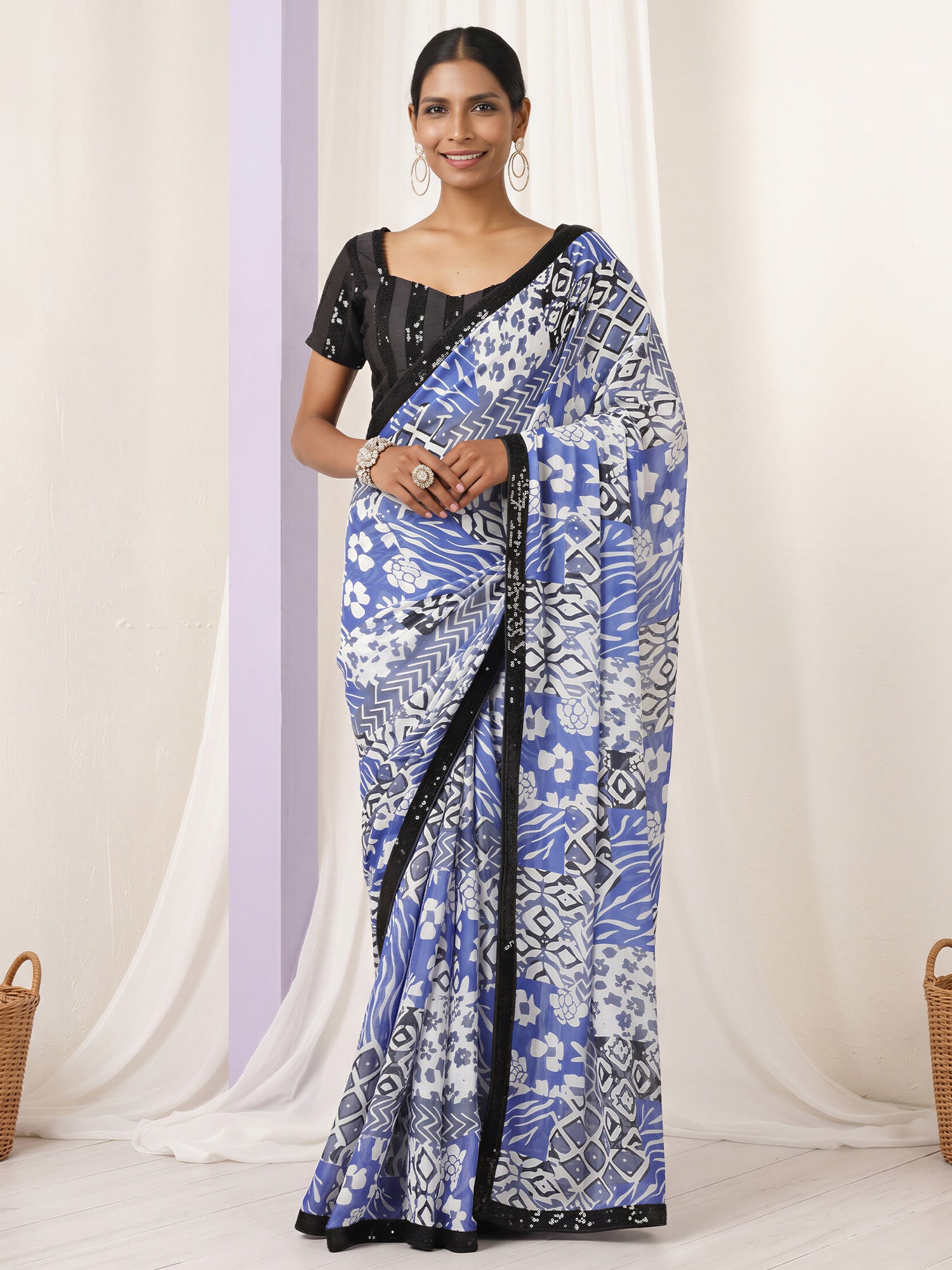 Light Blue Pure Georgette saree – detail view 3