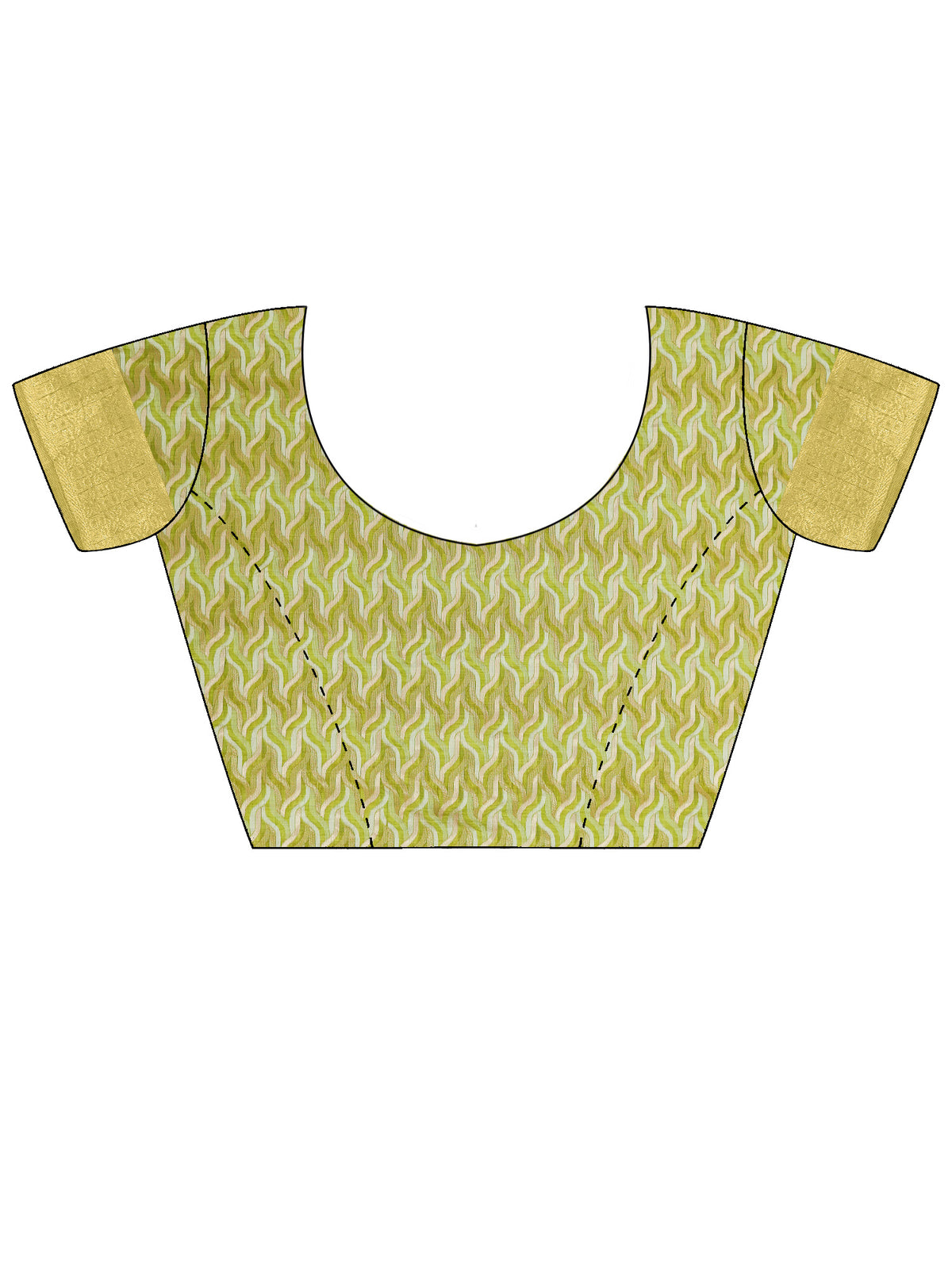Unstitched lime green cotton linen blouse piece with woven design design