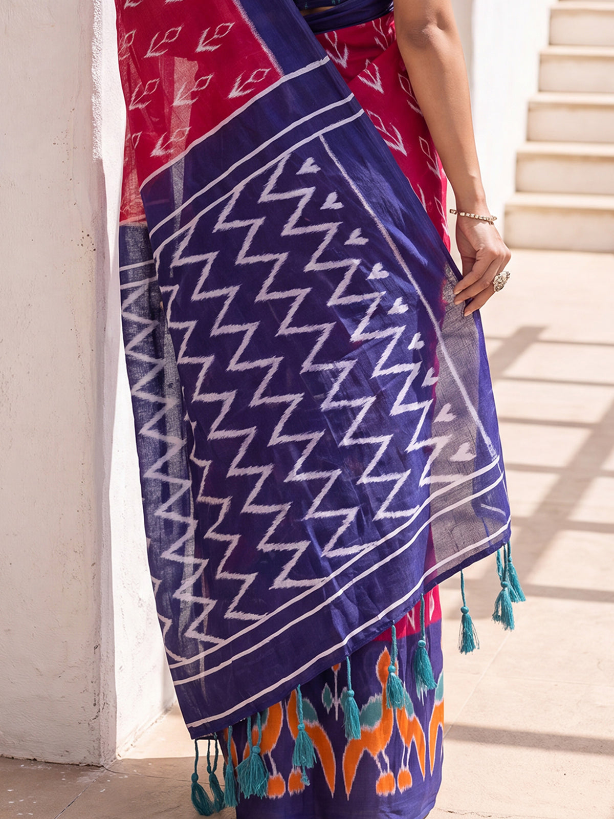 Pink Cotton saree – detail view 5