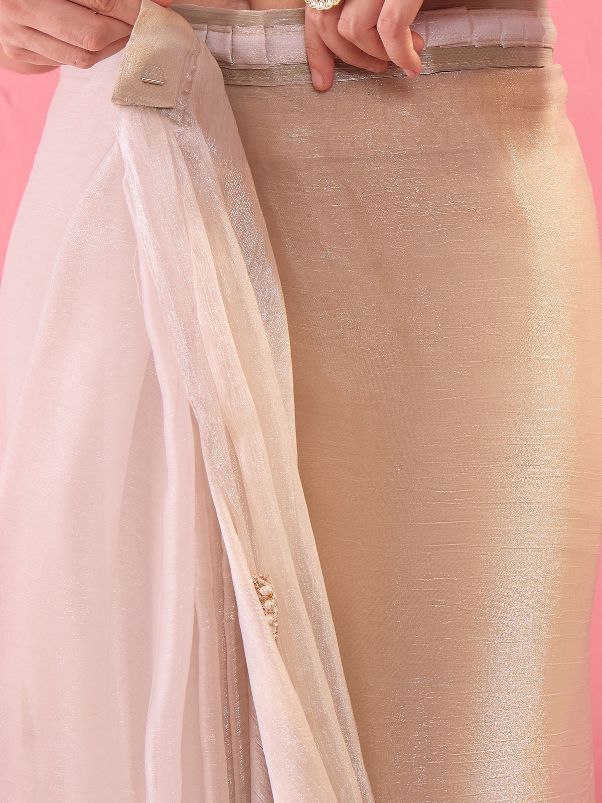Cream Organza saree – detail view 5