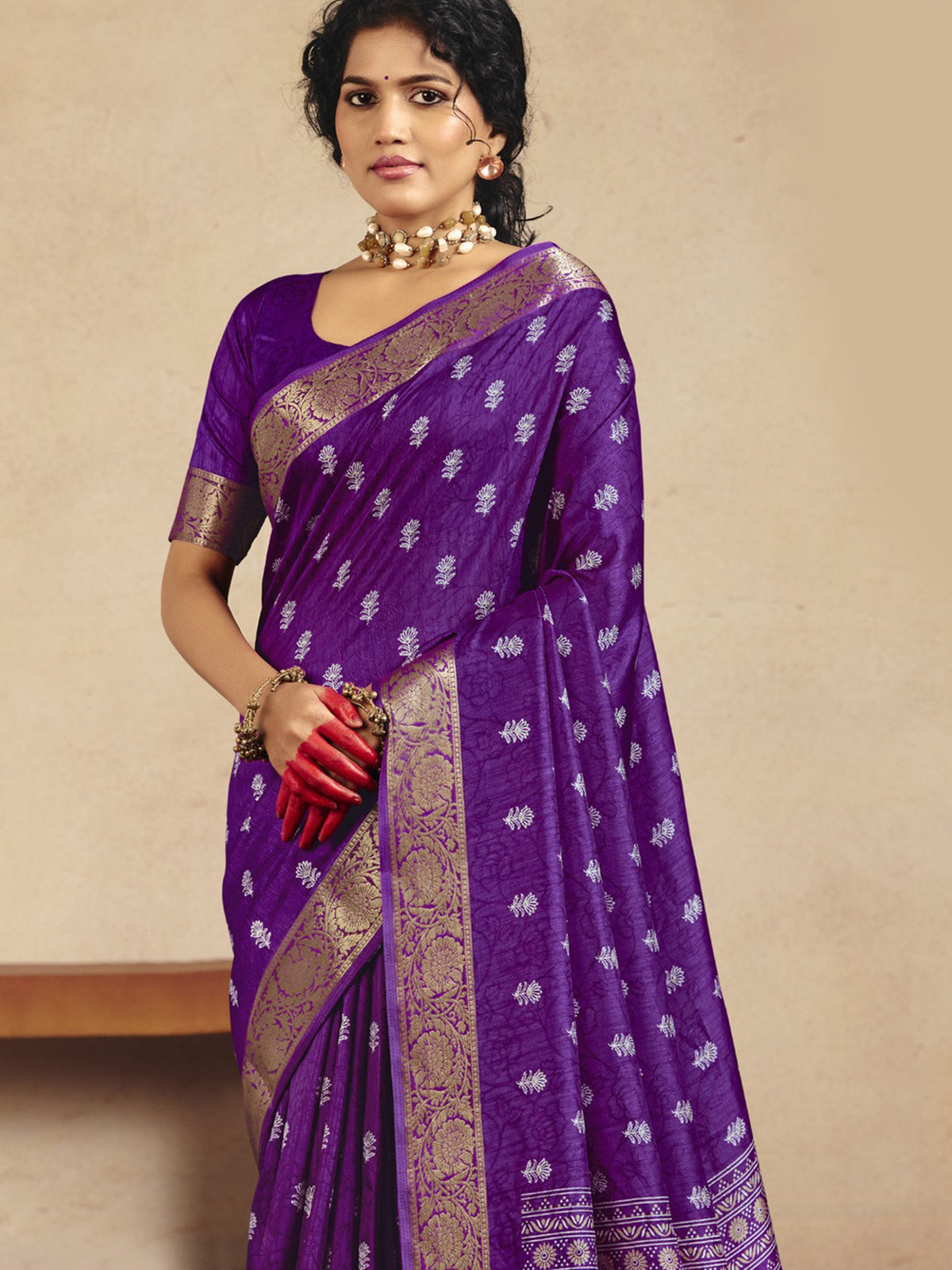 Purple Tussar Silk saree – detail view 5