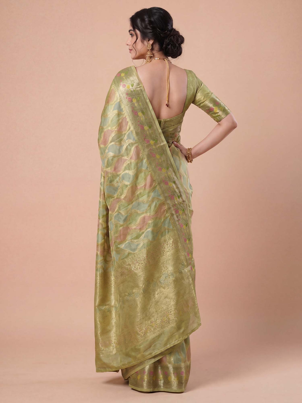 Light Green Organza saree – detail view 1