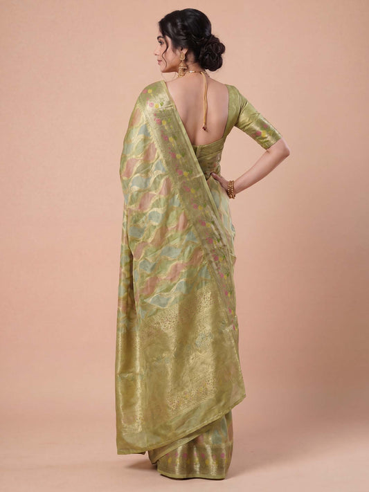 Light Green Organza saree – detail view 1