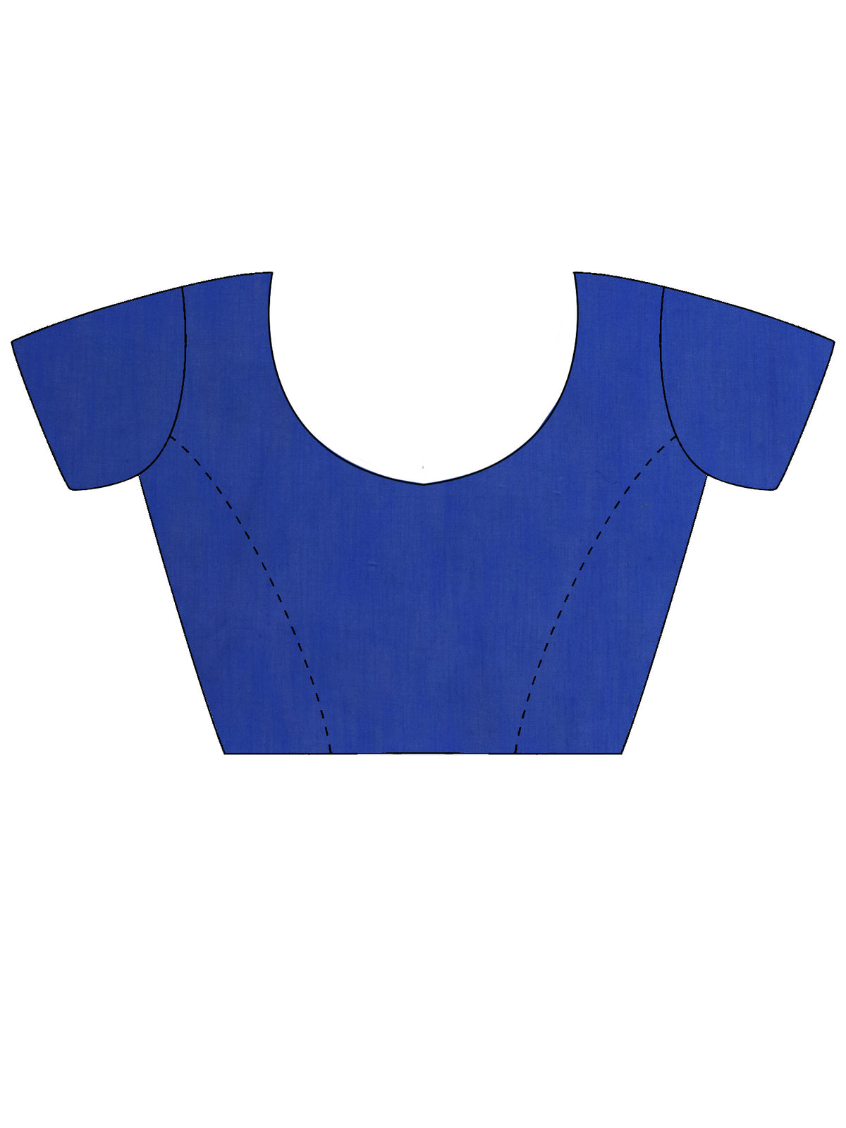 Unstitched blue cotton linen blouse piece with ethnic motif design
