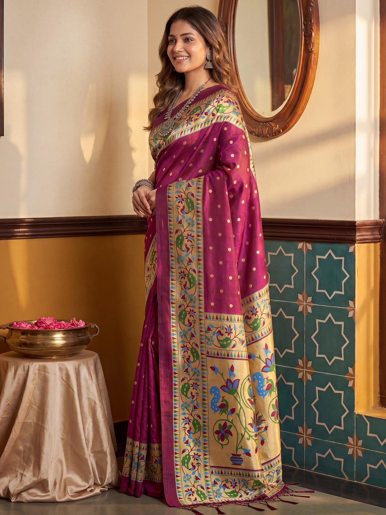 Wine Silk Blend saree – detail view 2