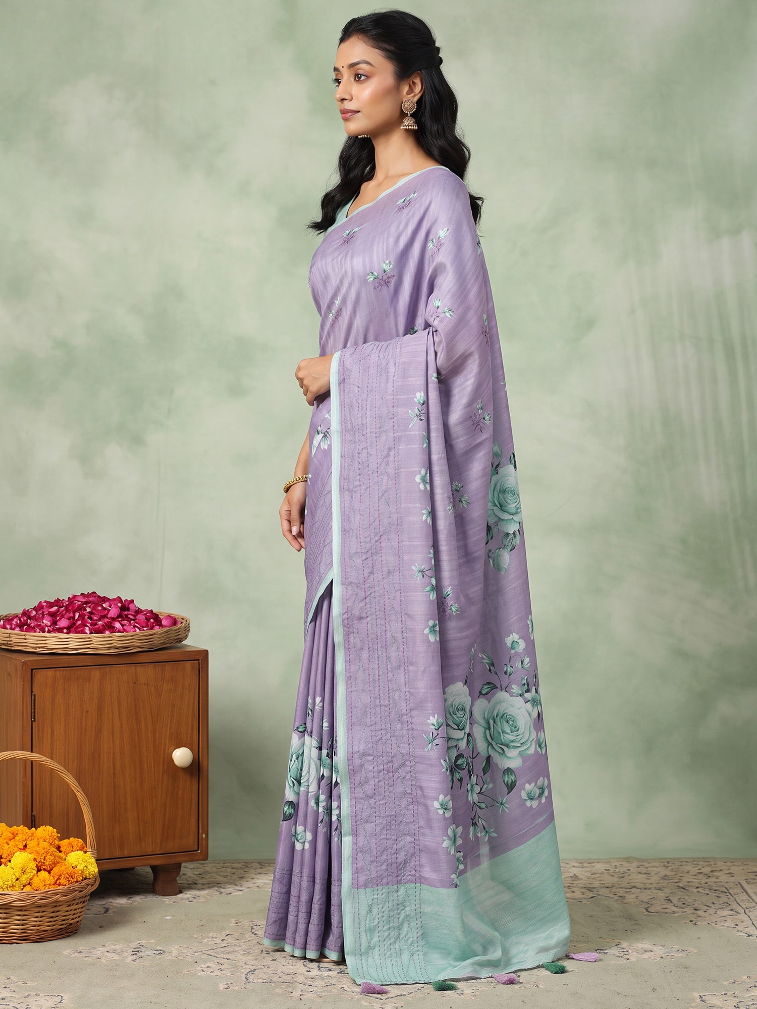 Lavender Silk Blend saree – detail view 2